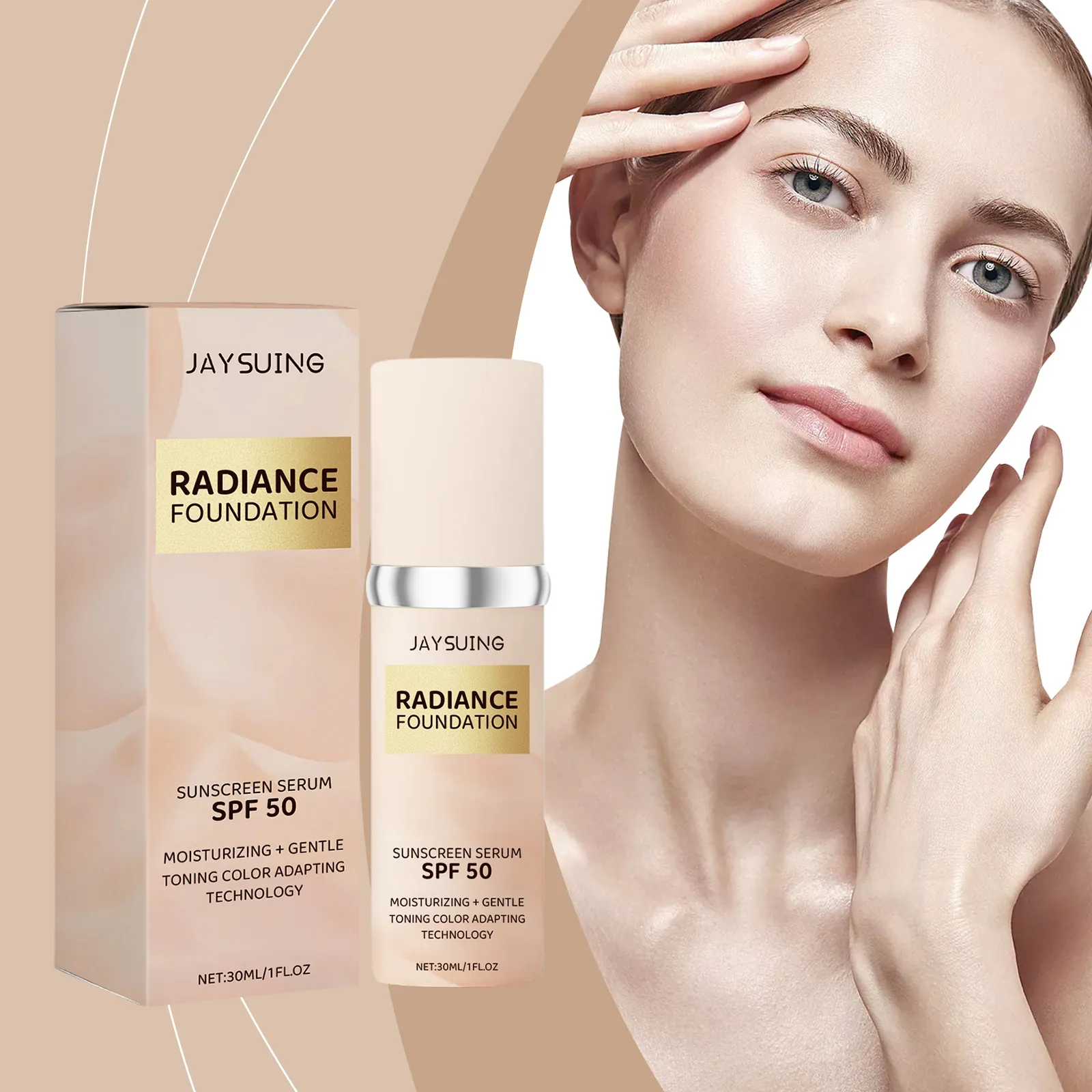 JAYSUING Radiance Foundation SPF 50 Αντηλιακός Ορός Ενυδατικό Concealer Φυσικός Τόνος Δέρματος Υγρό Foundation Μεγάλης Διάρκειας