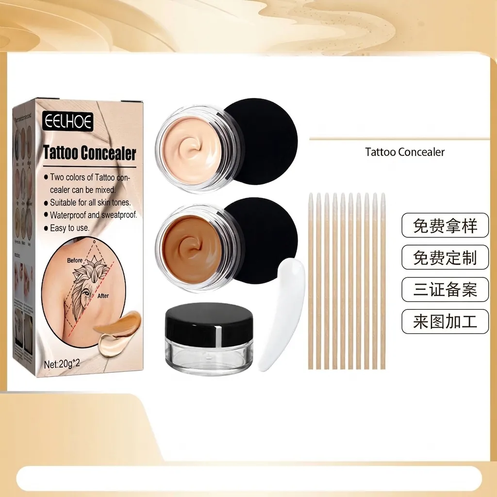 Correttore per Tatuaggi Professionale Impermeabile a Lunga Durata Resistente al Sudore Pasta per Copertura Cicatrici Nude Chiaro Scuro Crema per Trucco