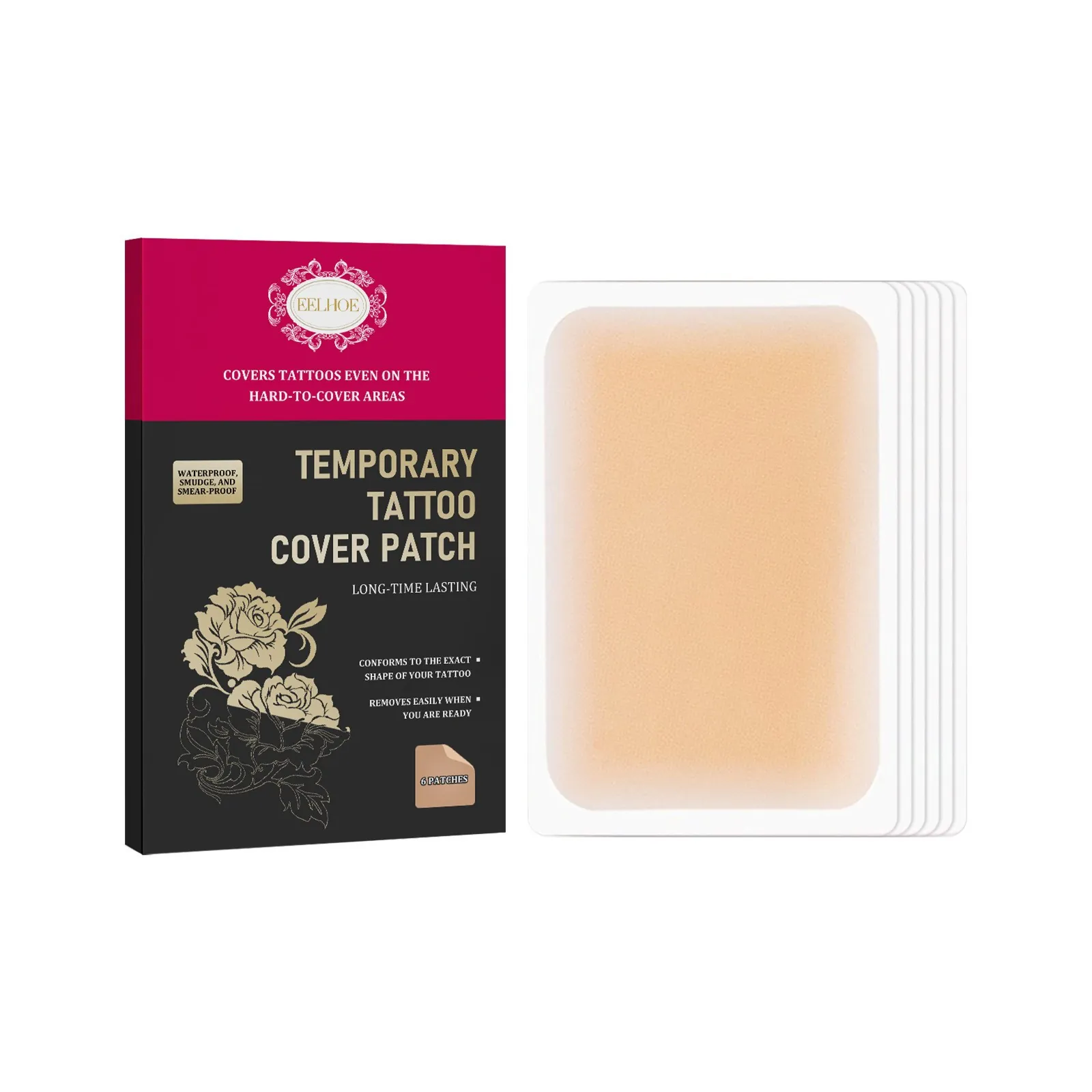 EELHOE Invisible Tattoo Concealer Patch Waterproof Breathable Flesh Colored Scar Blemish Cover Up Sticker Long Lasting Skin Patch