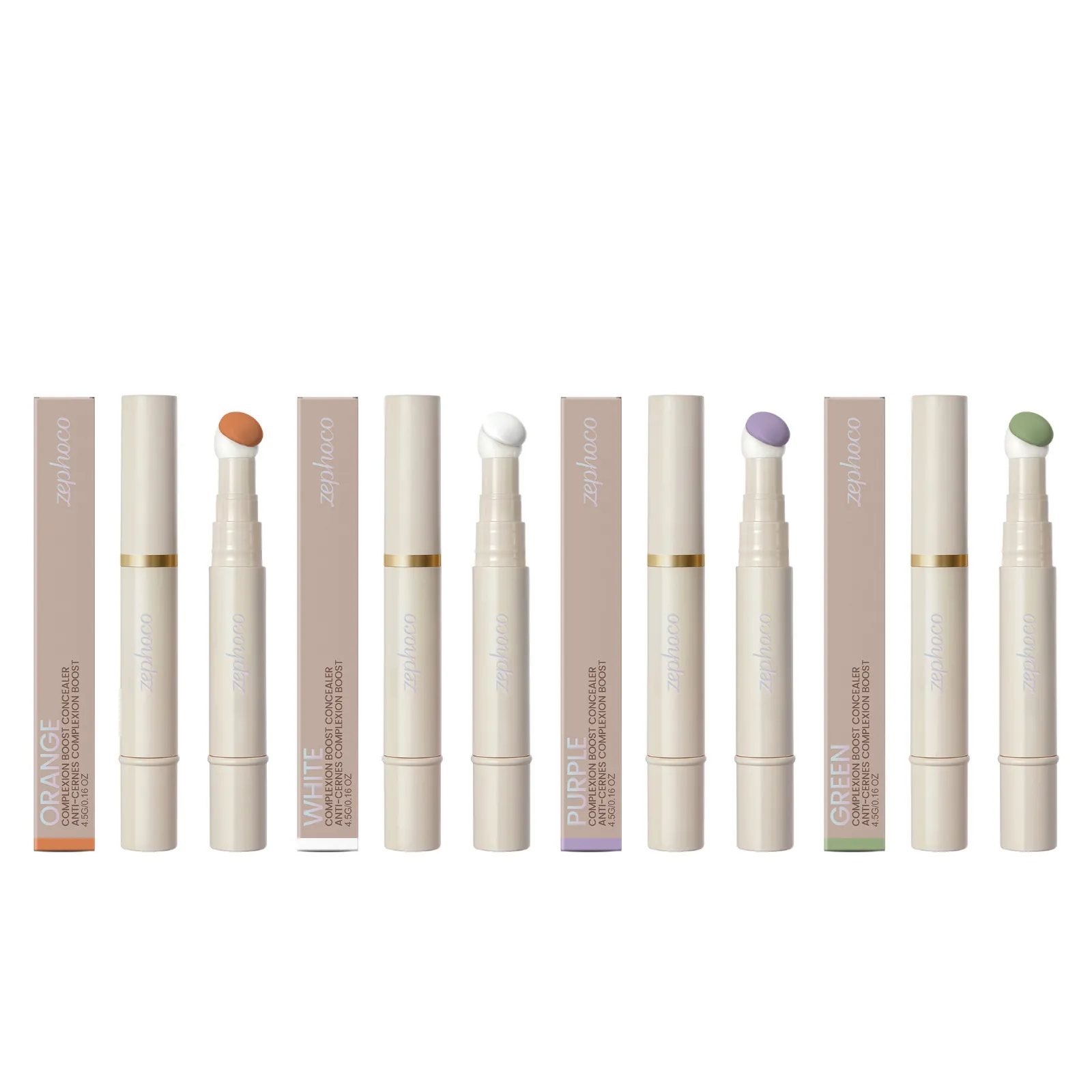 Zephoco Color Correcting Concealer Pen With Sponge Head For Face Blemish Coverage Smooth Texture Professional Makeup Stick For Women