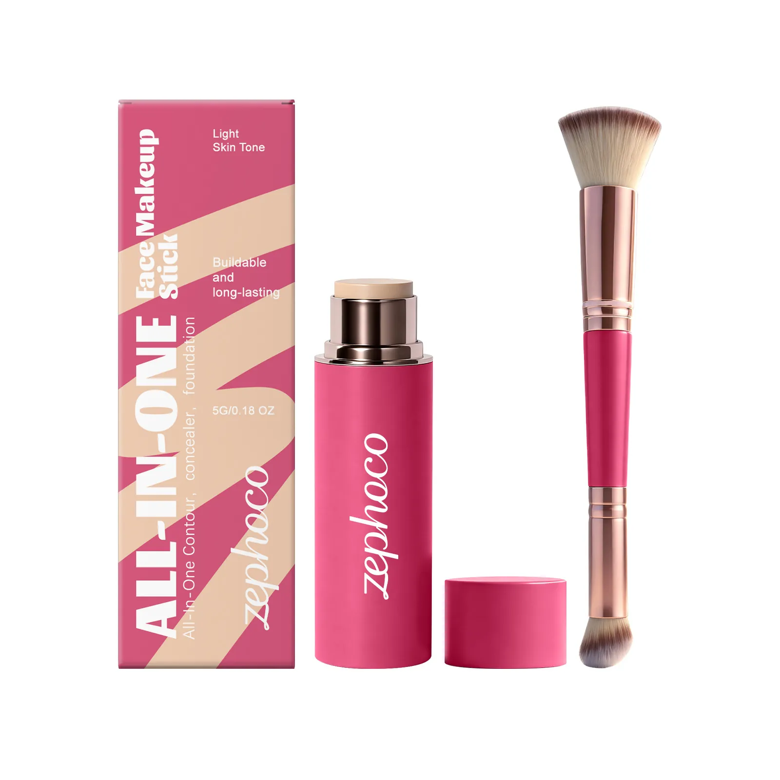 Multi-functional Makeup Stick for Face All-In-One Contour Concealer Foundation Stick With Brush Portable Long Lasting Natural Matte Finish Face Makeup