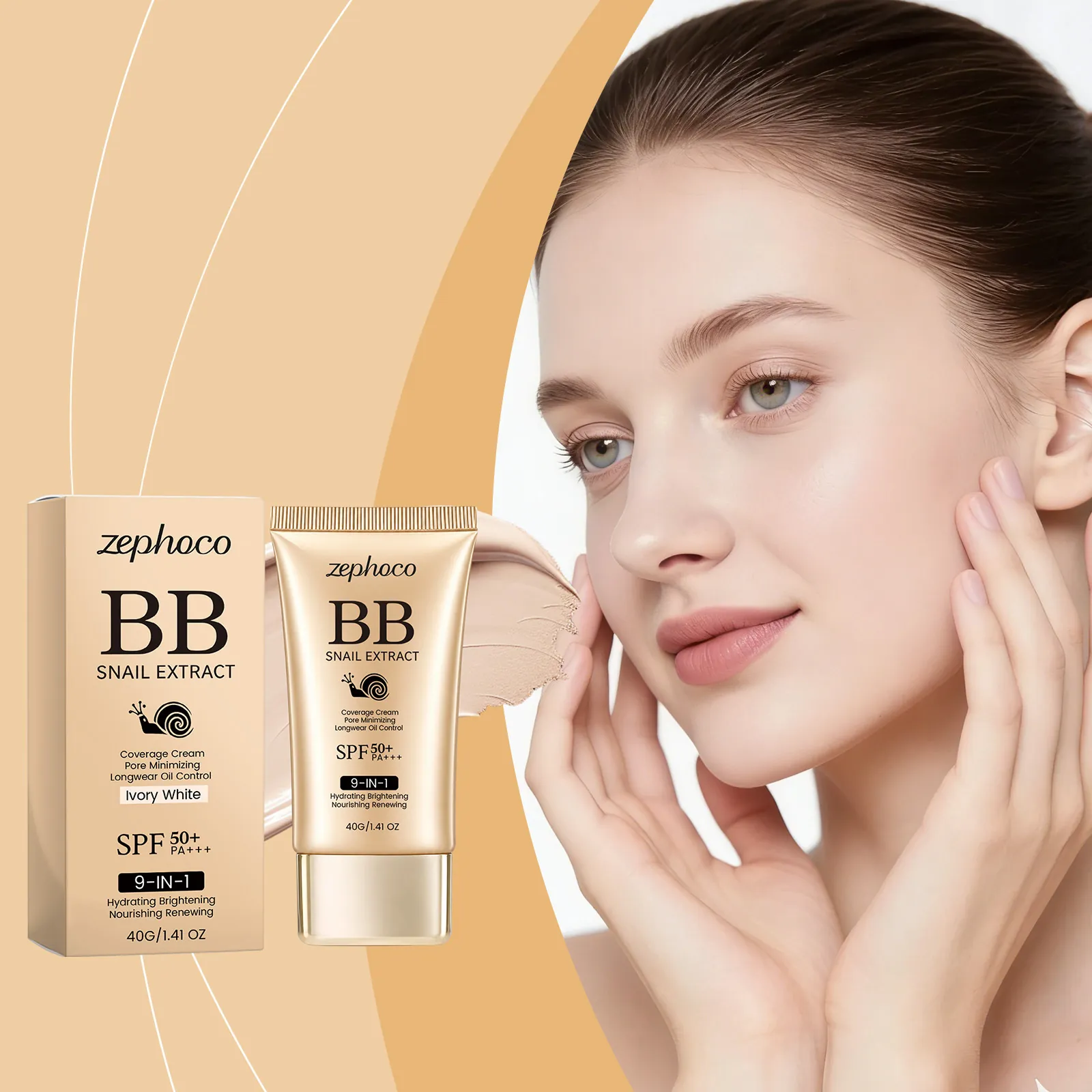 BB Cream Protección Multiefecto SPF Blanco Marfil Extracto de Caracol Hidratante Ligero Corrector Maquillaje Facial