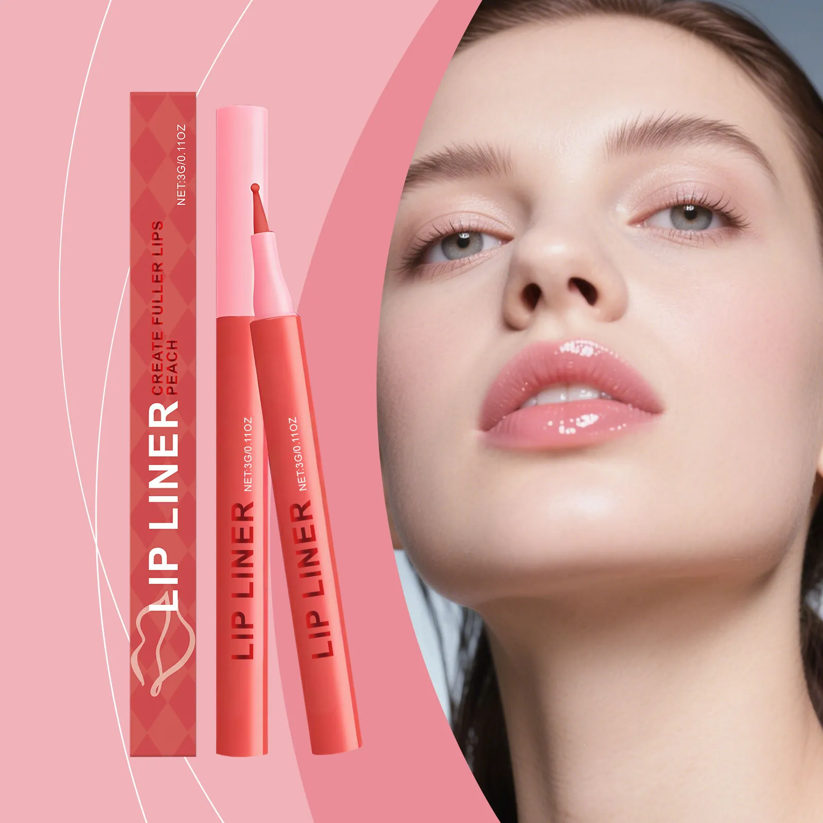 Wasserfester Lippenkonturenstift in Pfirsich Langanhaltender Feuchtigkeitsspendender Lippenstift Natürliches Lippen Makeup Damen