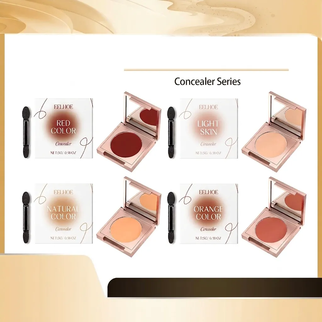 Women Face Eye Concealer Cream Lightweight Long Lasting Natural Coverage Hydrating Brightening Cosmetic With Mirror And Brush