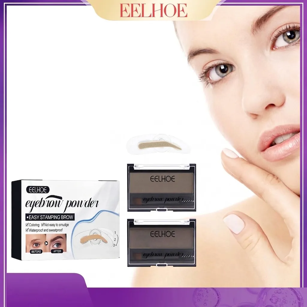 EELHOE Wenkbrauw Stempel Poeder Palette Natuurlijk Langdurig Waterdicht Wenkbrauw Make-up Hulpmiddelen Met Borstel Vrouwen
