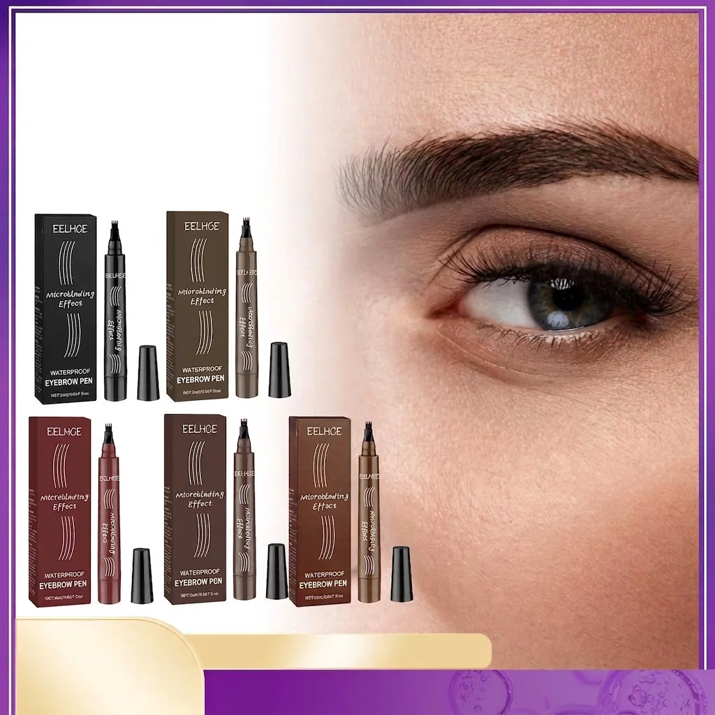 EELHOE Four-Prong Microblading Effect Eyebrow Pen Waterproof Sweatproof Long Lasting Liquid Brow Pencil For Natural Full Eyebrows