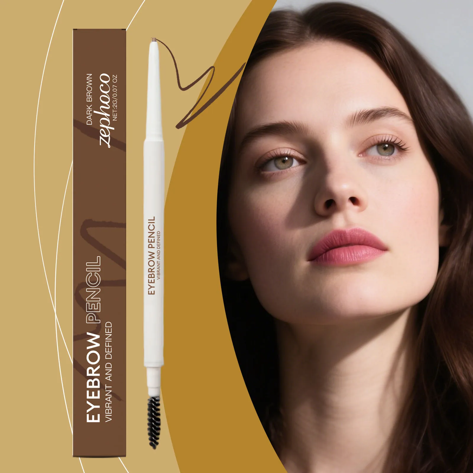 Professional Double-Ended Eyebrow Pencil With Spoolie Brush Charcoal Powder Vitamin E Waterproof Smooth Eyebrow Pen Makeup