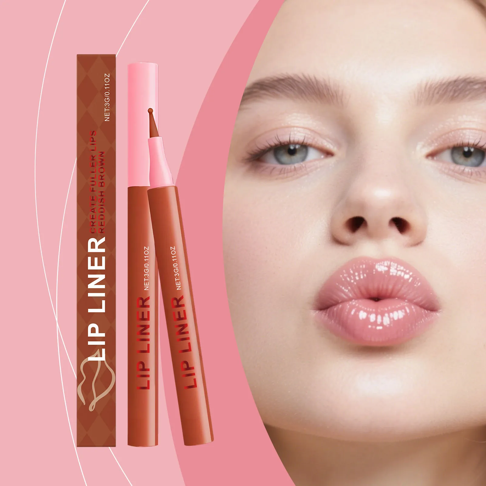 Wasserfester Langanhaltender Lippenkonturenstift Zum Definieren Konturieren Rotbraun Matt Professionelles Make-up-Tool Für Frauen
