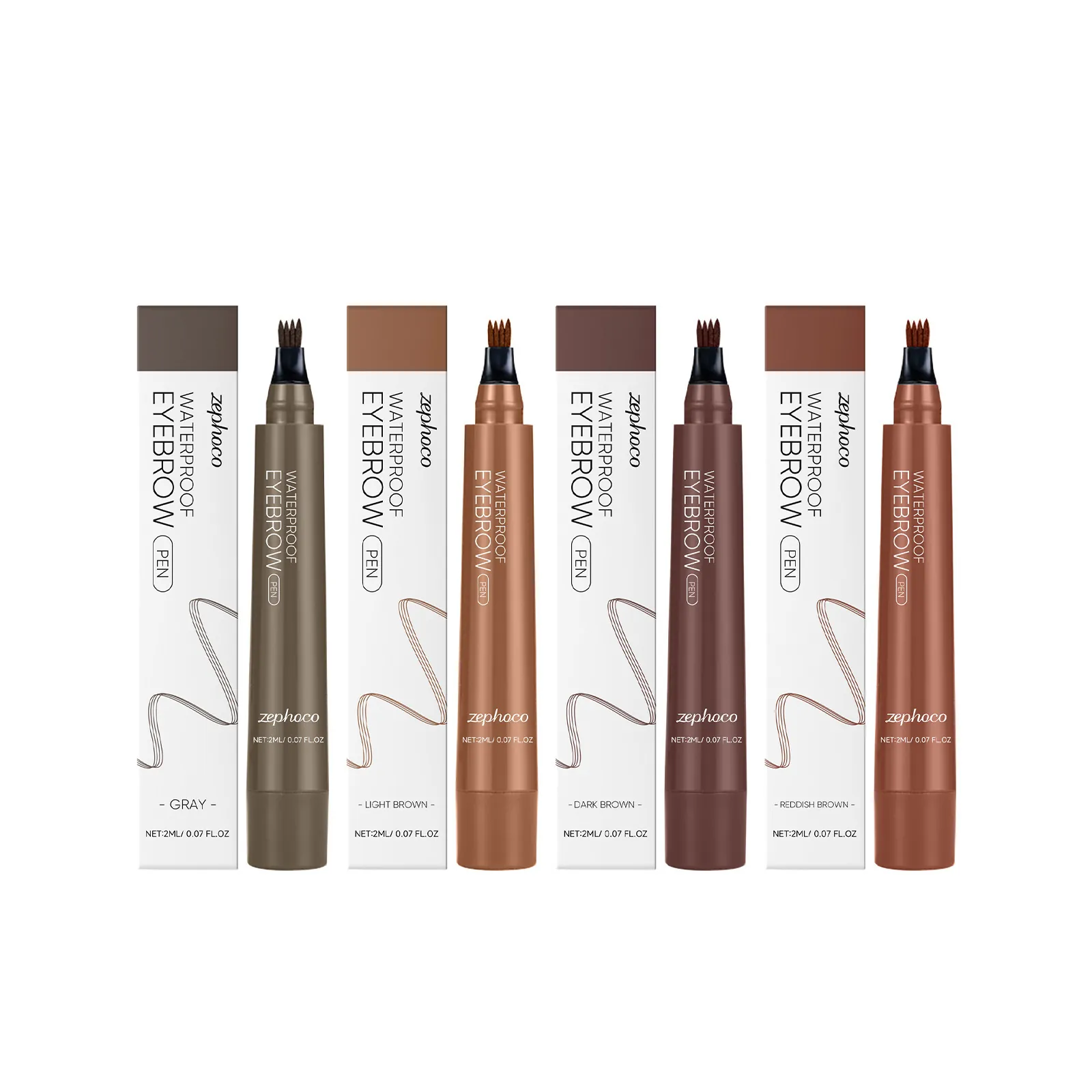ZEPHOCO Penna Per Sopracciglia Impermeabile A Quattro Punte Microblading Naturale Matita Per Sopracciglia Liquida A Lunga Durata