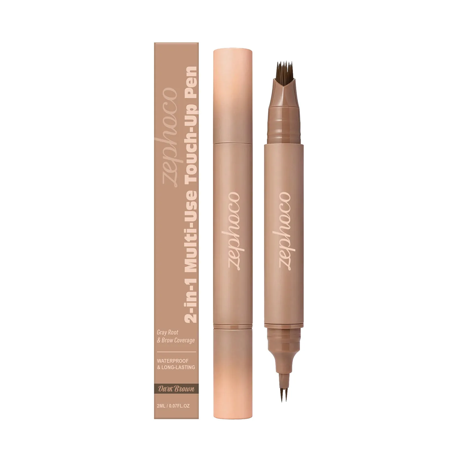 Zephoco Dual Ended Waterproof Hairline And Eyebrow Pen Long Lasting Dark Brown Eyebrow Pencil For Natural Filling Makeup Tool
