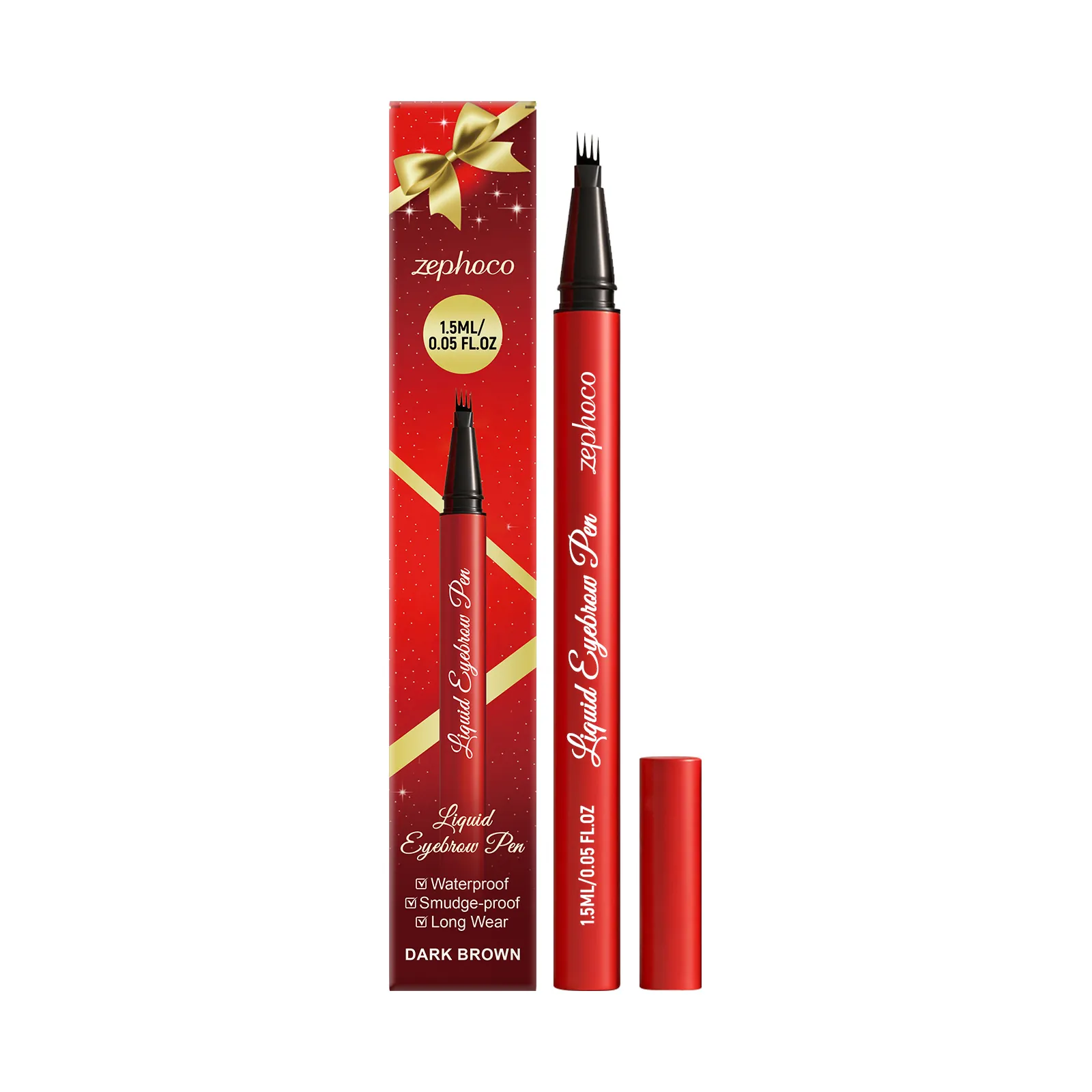 Zephoco Black Liquid Eyebrow Pencil Waterproof Smudge-proof Long Lasting Micro-fork Tip Natural Eyebrow Shaping Makeup Tool