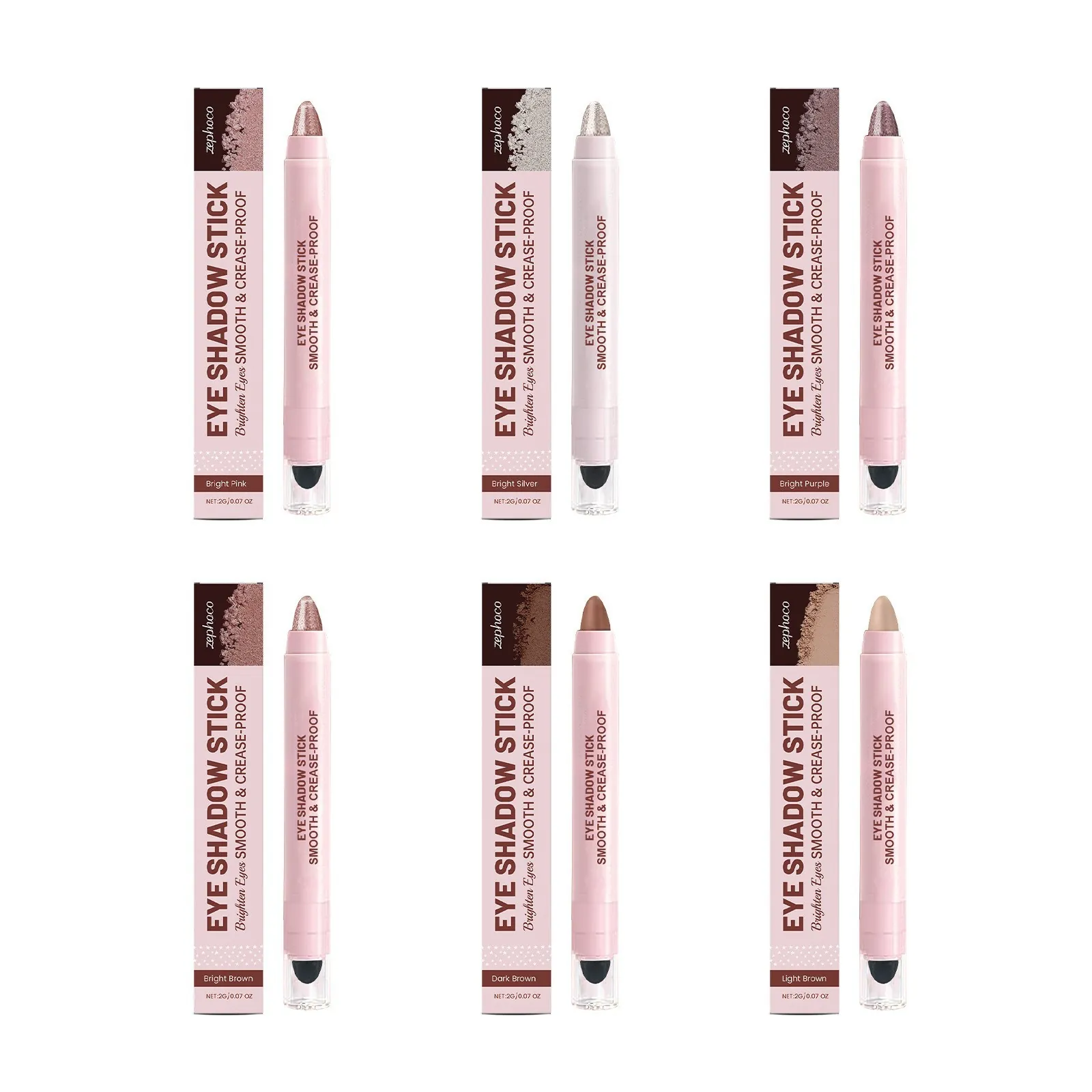 Zephoco Ombretto in Stick Crema Brillante Impermeabile Lunga Durata Cristallo Glitter Penna Ombretto con Sfumino Donna Trucco