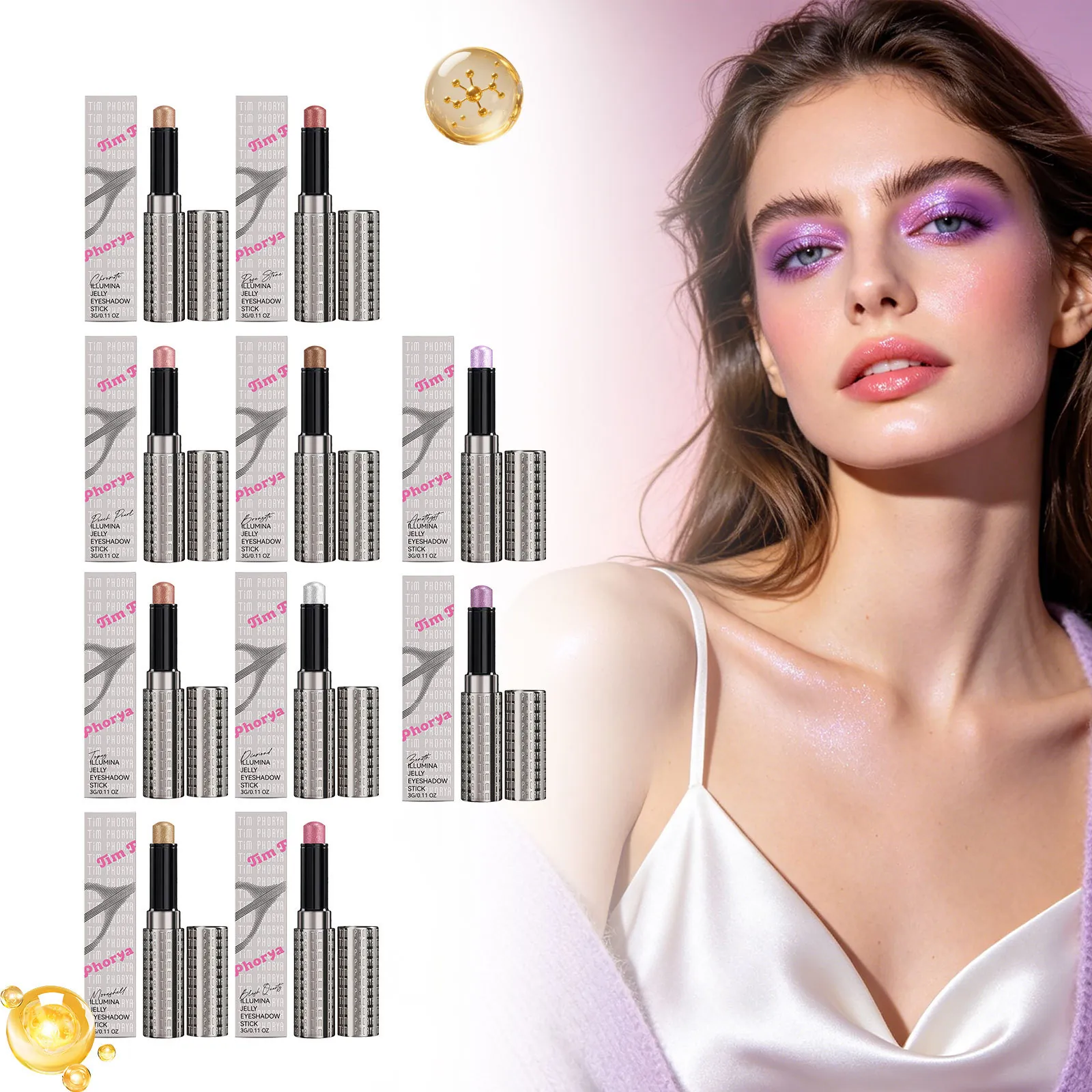 Tim Phorya Illumina Jelly Lidschattenstift Schimmer Wasserfest Highlighting Creme Lidschatten Stift Langanhaltendes Augen Make-up