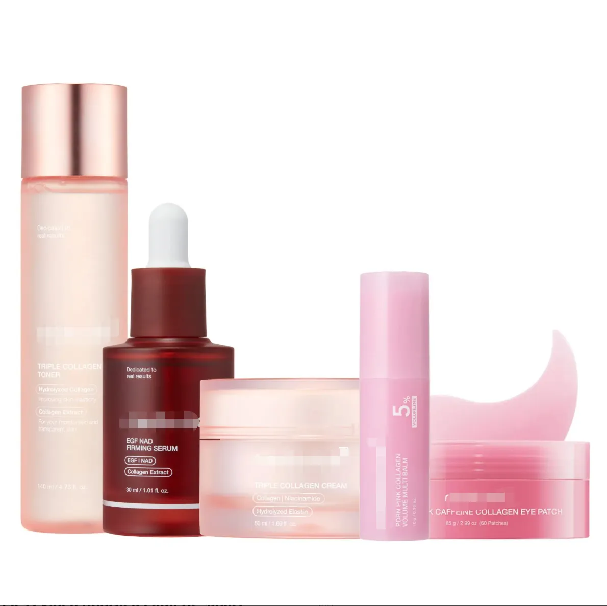 Hoygi Triple Collagen Retinol Coffret de Soins Raffermissant Anti-Âge Crème Visage Sérum Patchs Yeux Tonique Baume Multi-Usage