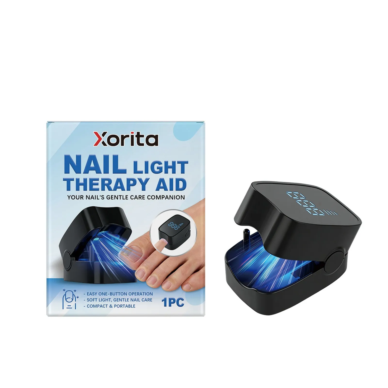 Xorita Tragbare Mini Nagel Lichttherapie Hilfe LED Digitalanzeige UV Fototherapie Lampe Für Einzelfinger Nagelpflege