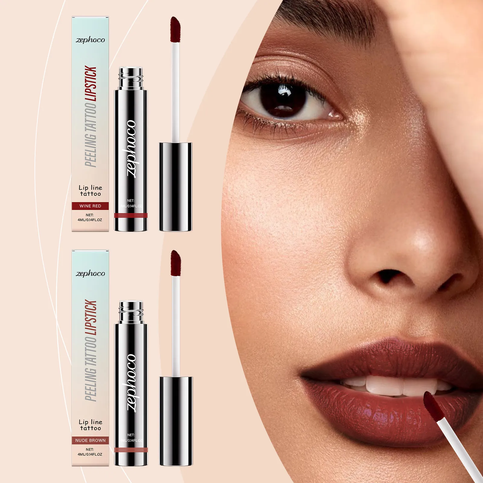 ZEPHOCO Κραγιόν Τατουάζ Peel Off Μεγάλης Διάρκειας Αδιάβροχο Lip Gloss Ενυδατικό Lip Stain Για Γυναίκες