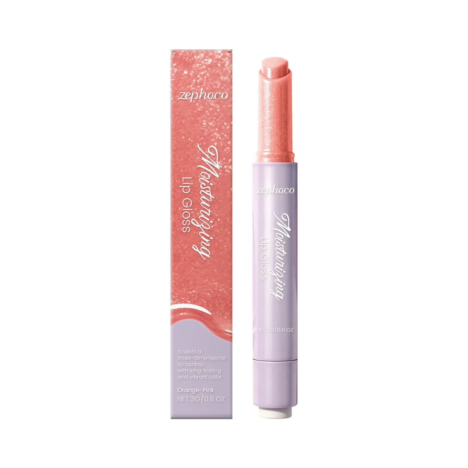 Zephoco Feuchtigkeitsspendender Aufpolsternder Lippenbalsam Orange-Rosa Glatte Textur Hydratisierende Pflege Für Trockene Lippen 3g