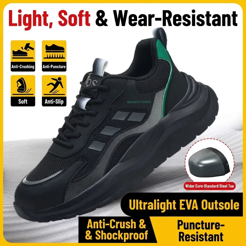 Scarpe Antinfortunistiche da Uomo Puntale in Acciaio Leggere Traspiranti Sneakers da Lavoro Anti-perforazione Calzature Protettive Industriali