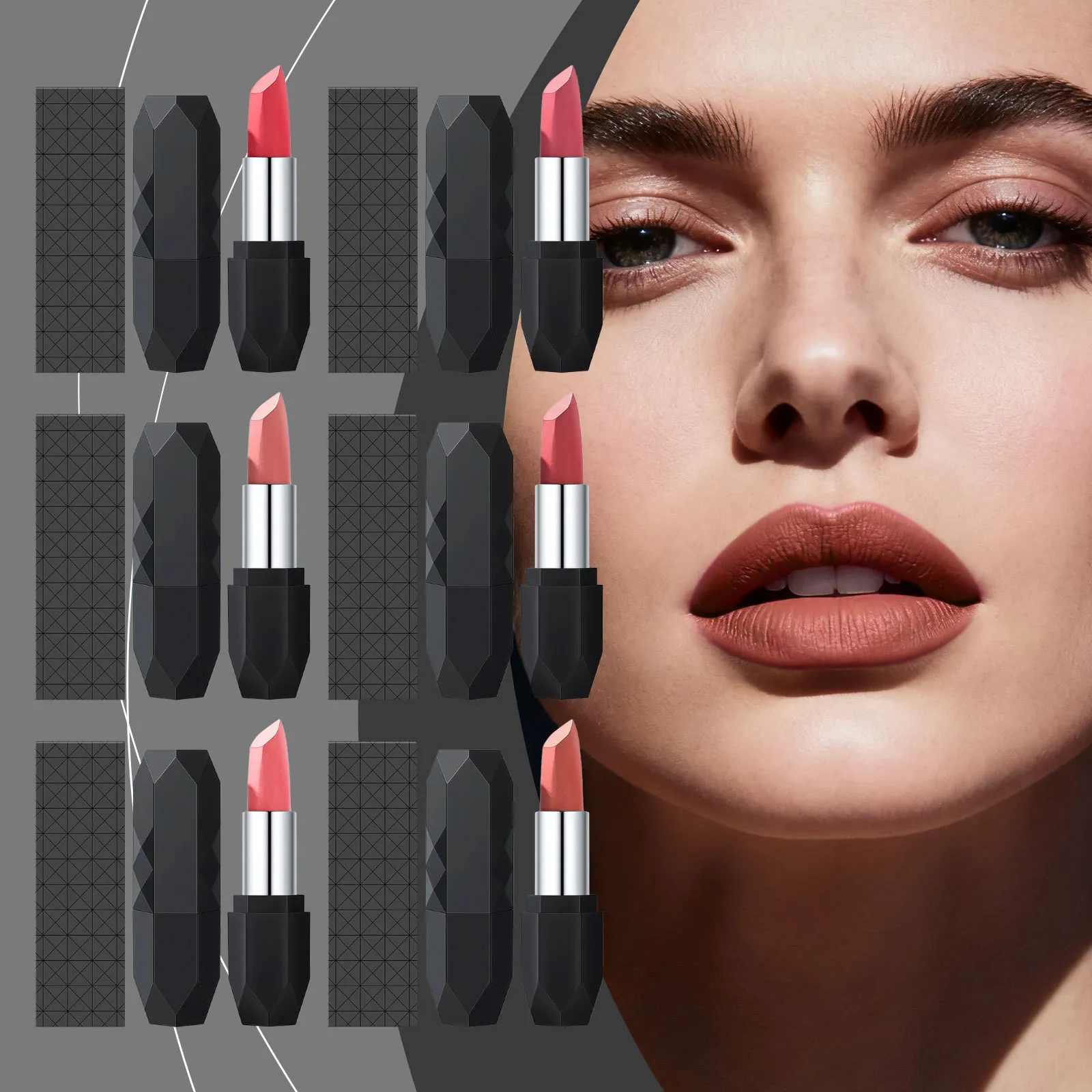 Matt Velvet Lippenstift Langanhaltend Wasserdichtes Lippen Make-up Diamantschliff Tube Seidige Textur Feuchtigkeitsspendend Für Damen