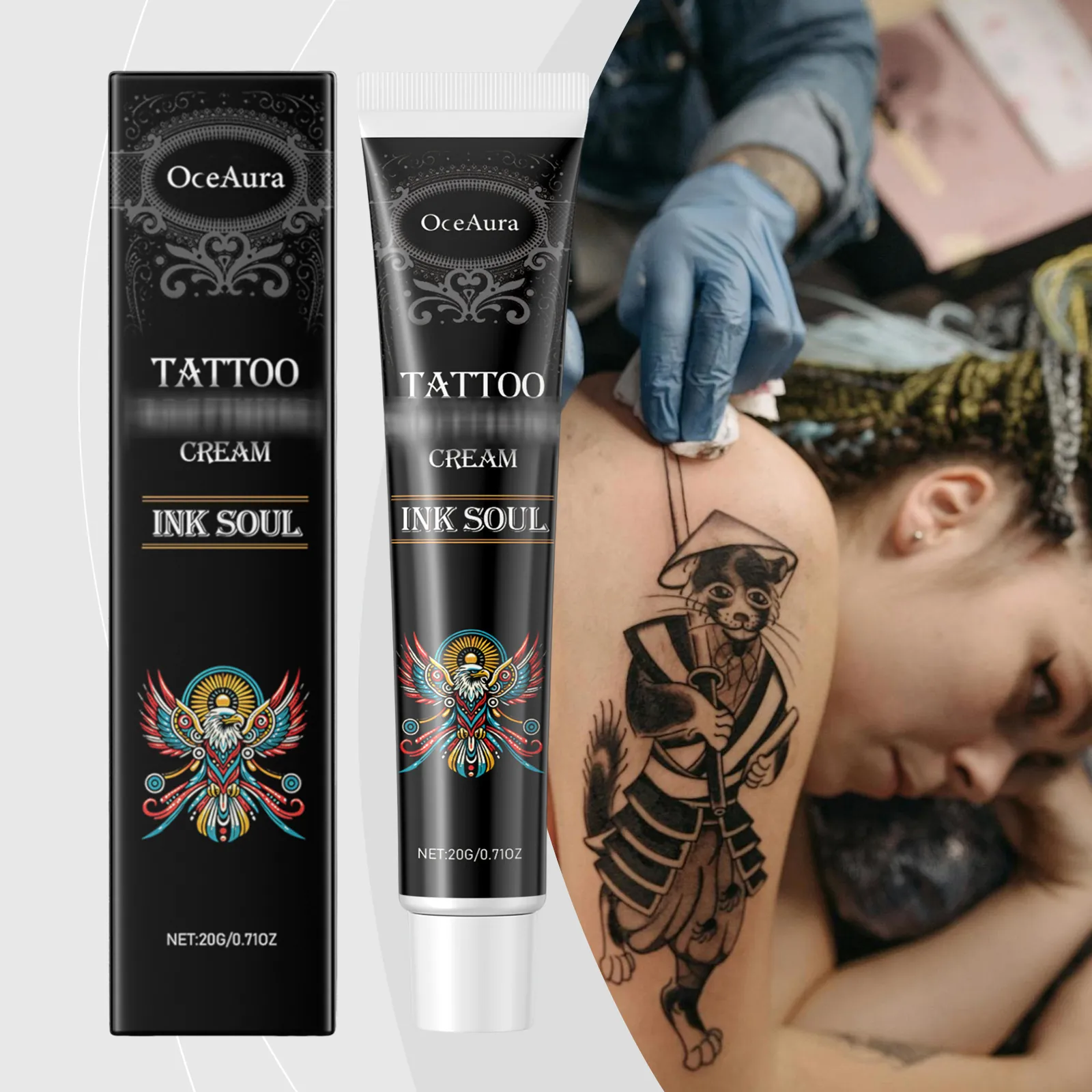 OceAura Tattoo Aftercare Cream Ink Soul 20g Moisturizing Body Cream with Tea Tree Oil and Vitamin E for Tattoo Skin Care