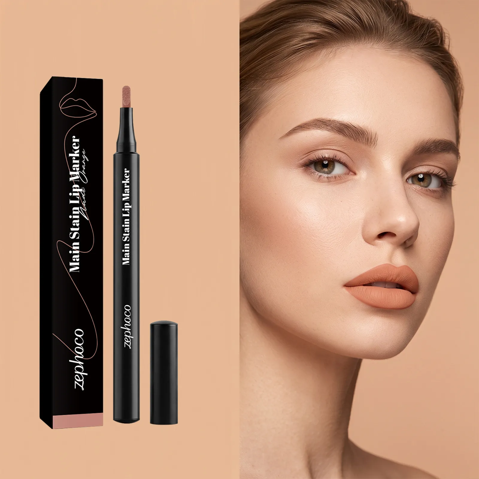 Zephoco Matte Main Stain Lip Marker Nude Orange Langanhaltender Lippenkonturenstift Für Damen Wasserfest Wischfest Make-up