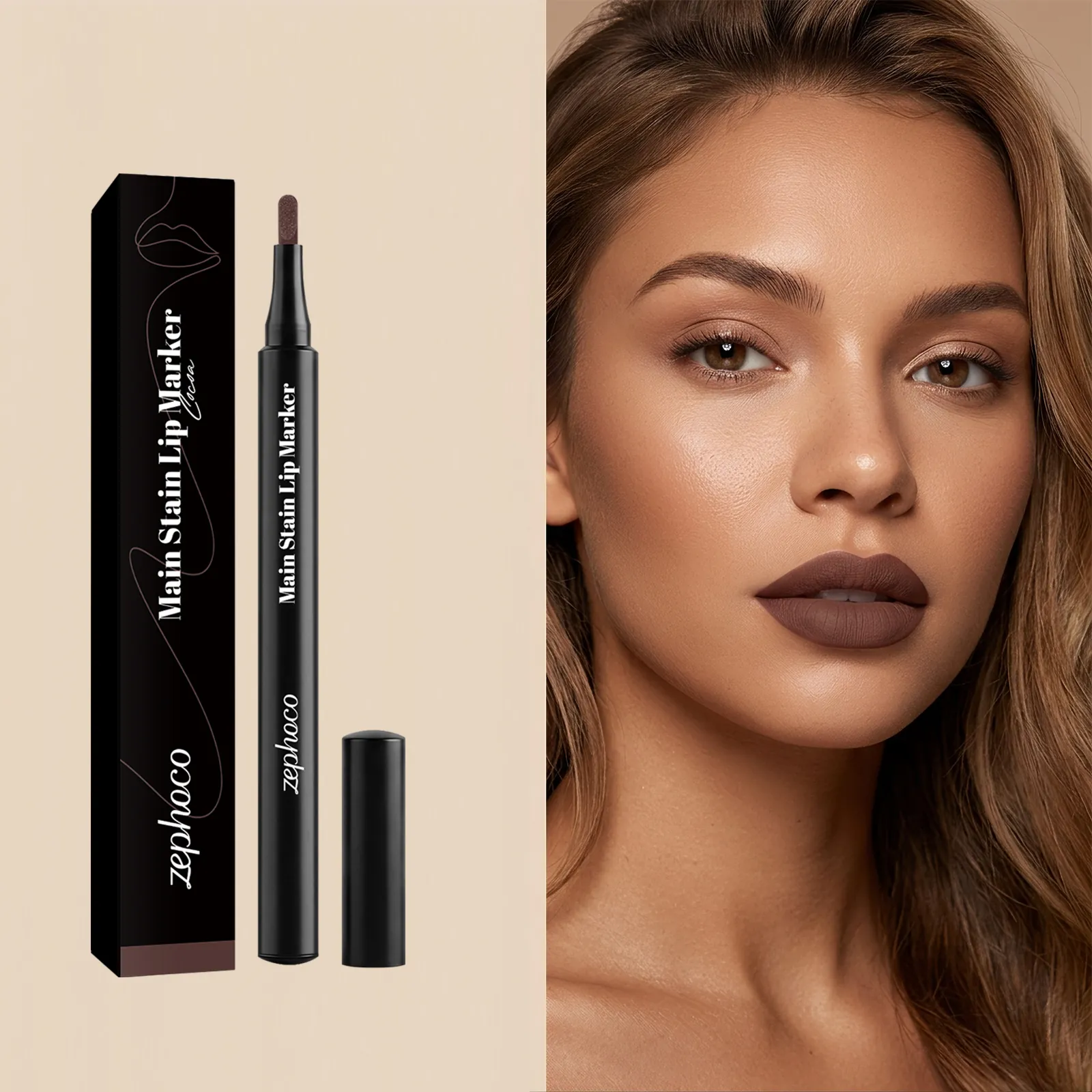 Zephoco Matte Lippenkonturenstift Langanhaltend Wasserfest Lip Marker Kakao Farbe Lippen Konturierung Damen Makeup Tool