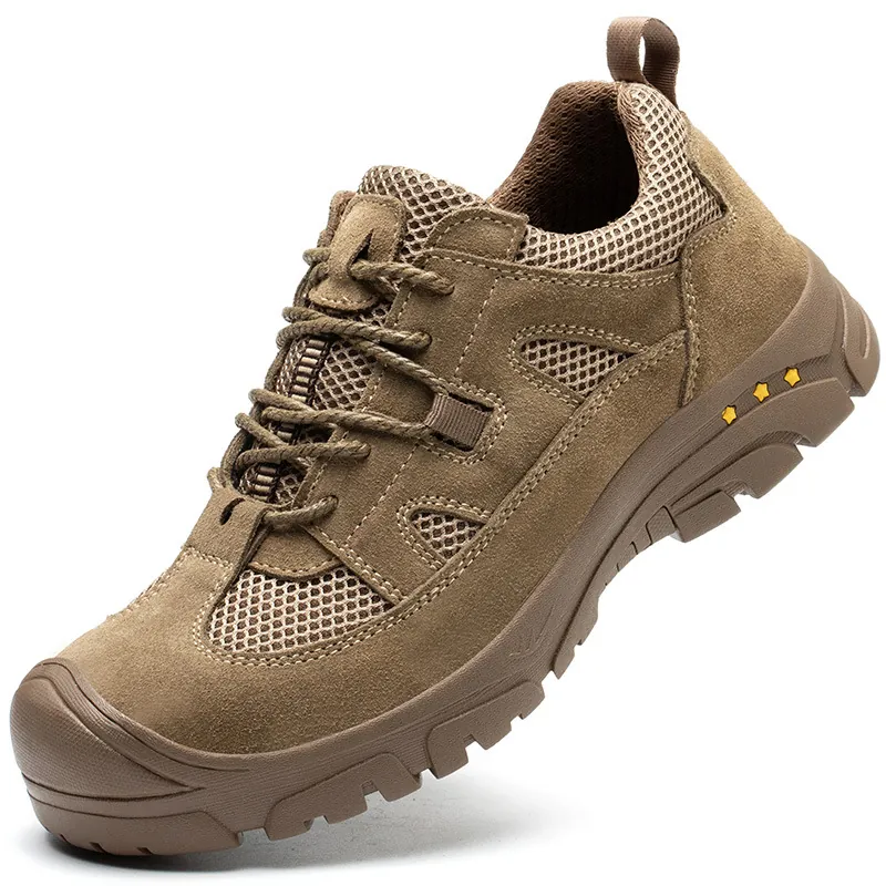 Zapatos de Seguridad con Punta de Acero para Hombre Mujer Malla Transpirable Cuero de Gamuza Botas de Trabajo Antiaplastamiento Zapatos de Protección