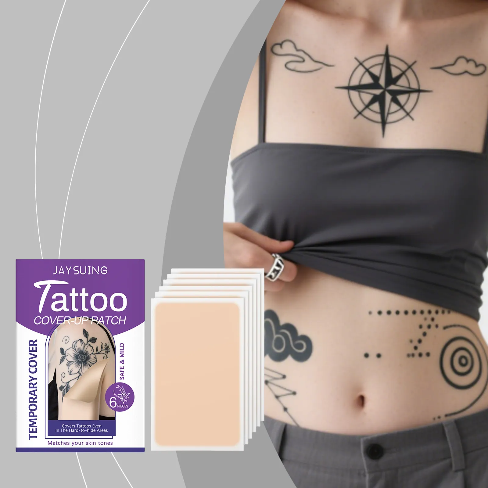 Waterproof Invisible Tattoo Cover-up Patch Breathable Skin Color Concealing Tape For Body Scar Blemishes Tattoo Stickers