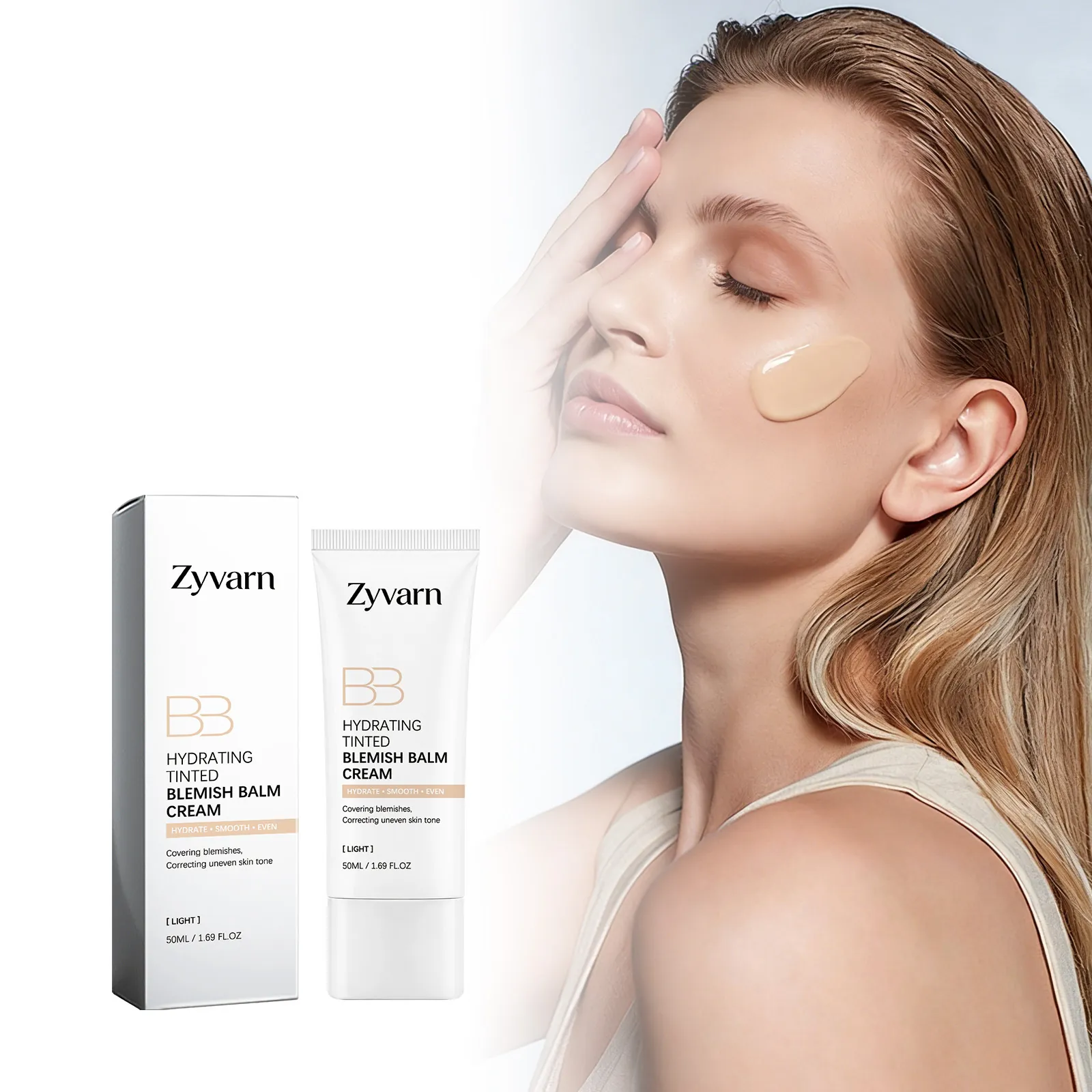 Zyvarn BB Cream Correctora Tono Claro Hidratante Iluminadora Bálsamo para Imperfecciones Faciales Maquillaje Diario 50ml