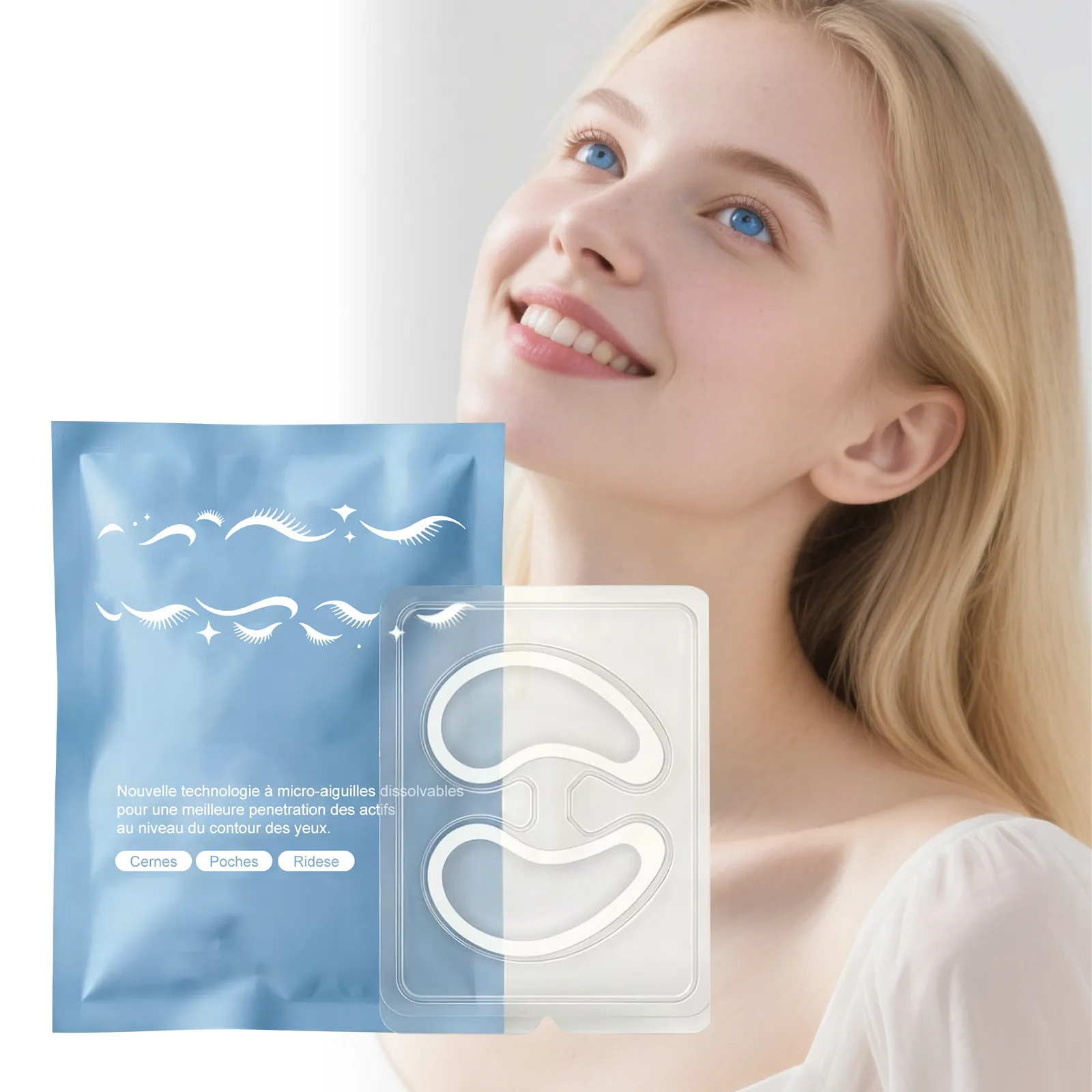 Mascarilla para Ojos de Colágeno con Microagujas para Ojeras Bolsas Líneas Finas Alisado Reafirmante Hidratante Parches para Ojos