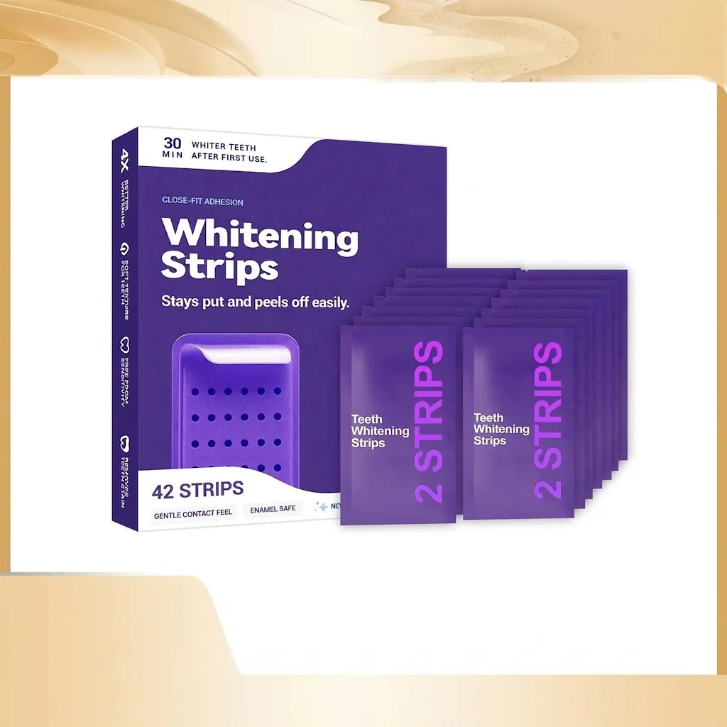 Bandes de Blanchiment des Dents Violettes Nettoyage Doux Élimination des Taches Émail Sûr Bandes de Gel Blanchissant 42 Bandes