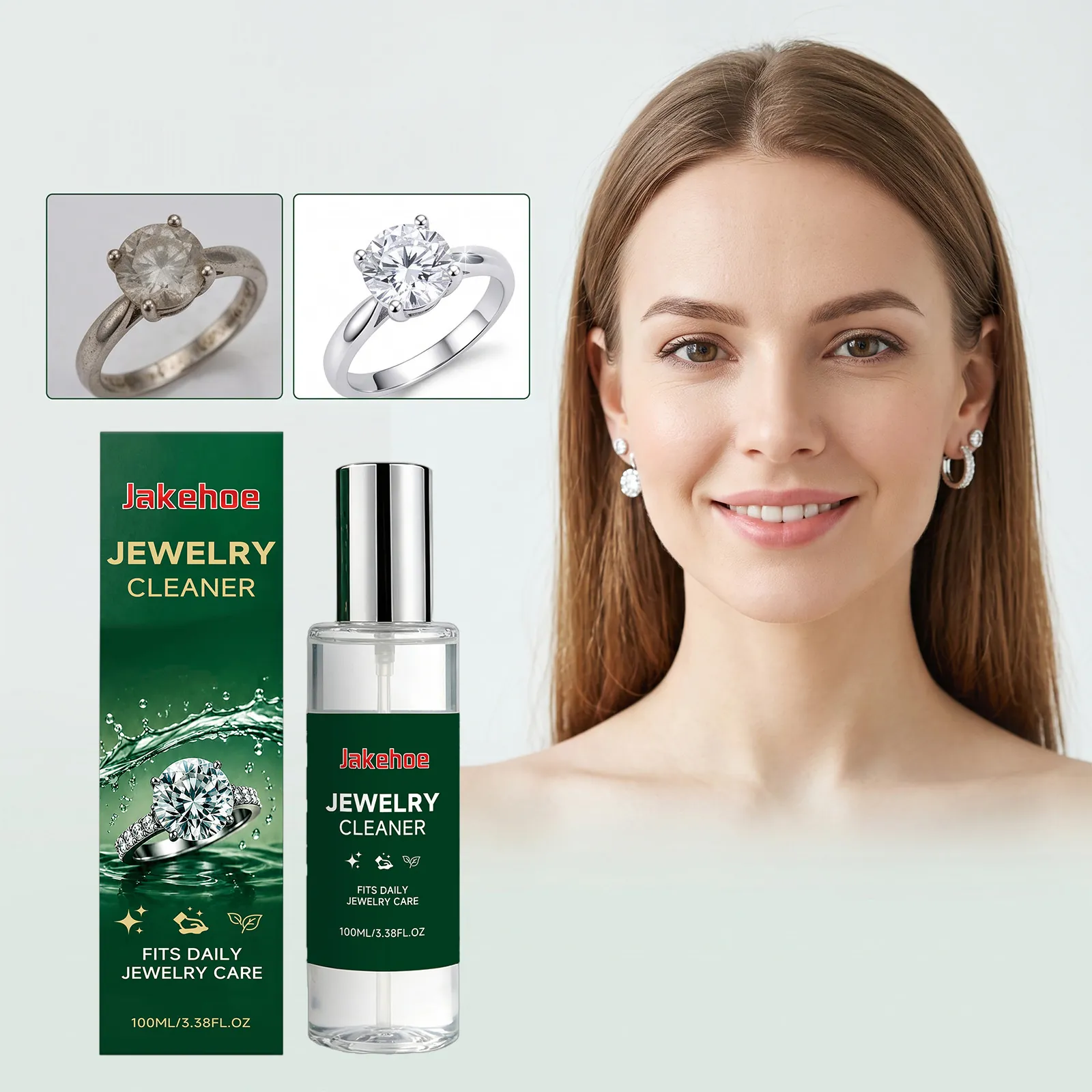 JAKEHOE Pulitore Delicato per Gioielli Spray Formula Delicata Soluzione Lucidante Portatile per Anelli Orecchini Collane Orologi