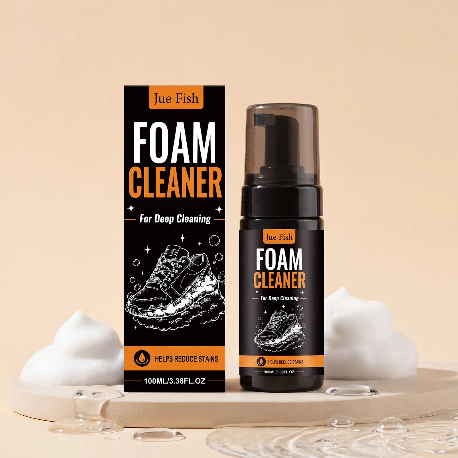 JUE FISH Sport Sneaker Foam Cleaner Portable Waterless Mild Deep Stain Remover For Leather Canvas Mesh Knit Shoes Home Care