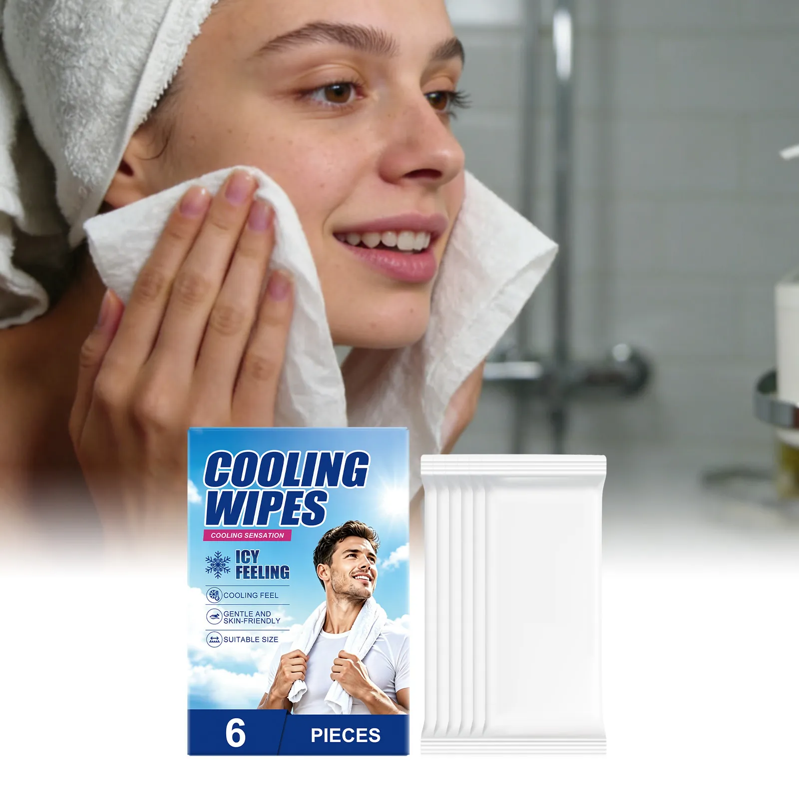 Ensemble de Lingettes Rafraîchissantes Portables en Tissu Non Tissé Serviette de Sport pour Fitness Gym Voyage Blanc