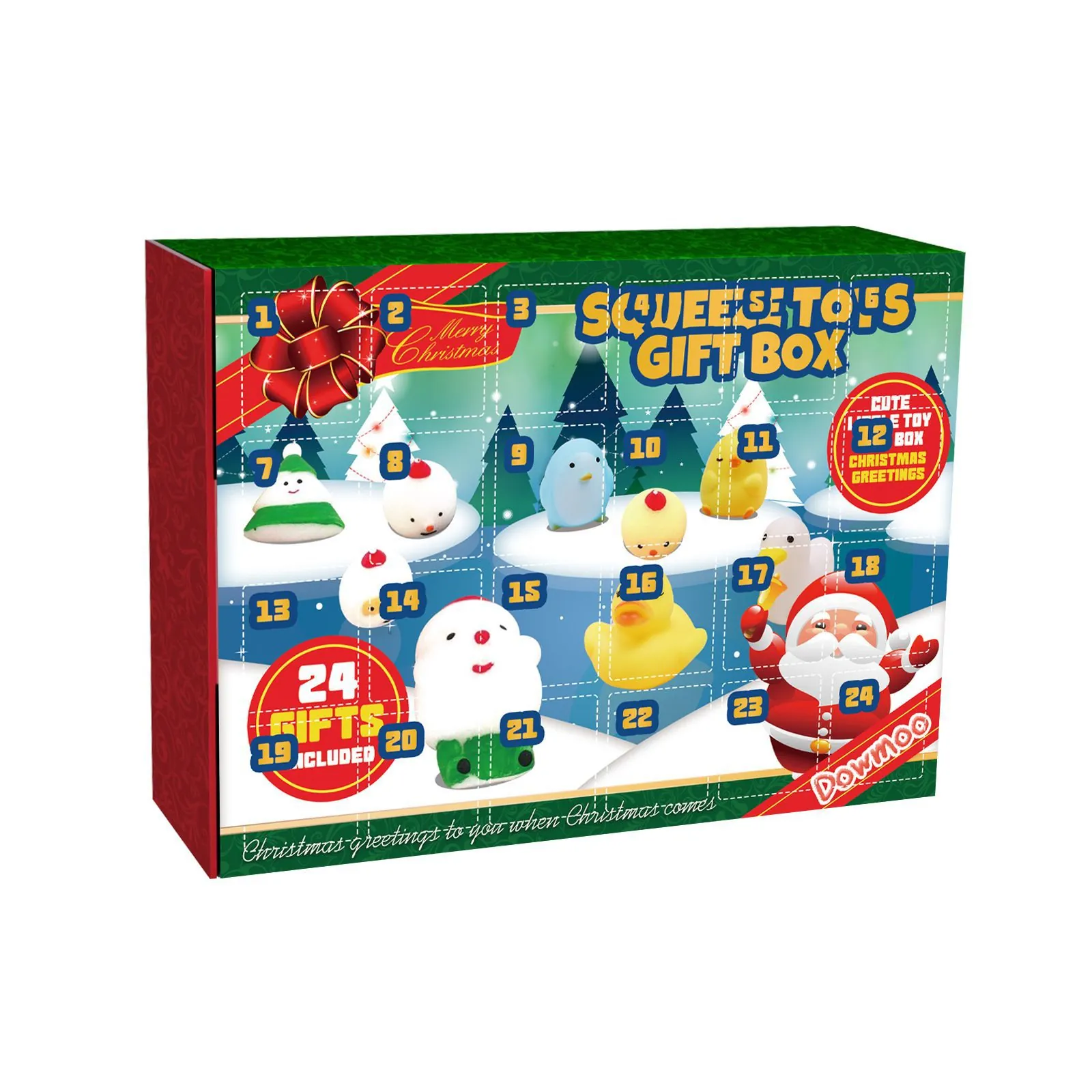 Christmas Advent Calendar 24 Days Countdown Surprise Gift Box TPR Squishy Stress Relief Toys For Kids Adults Holiday Party Favors