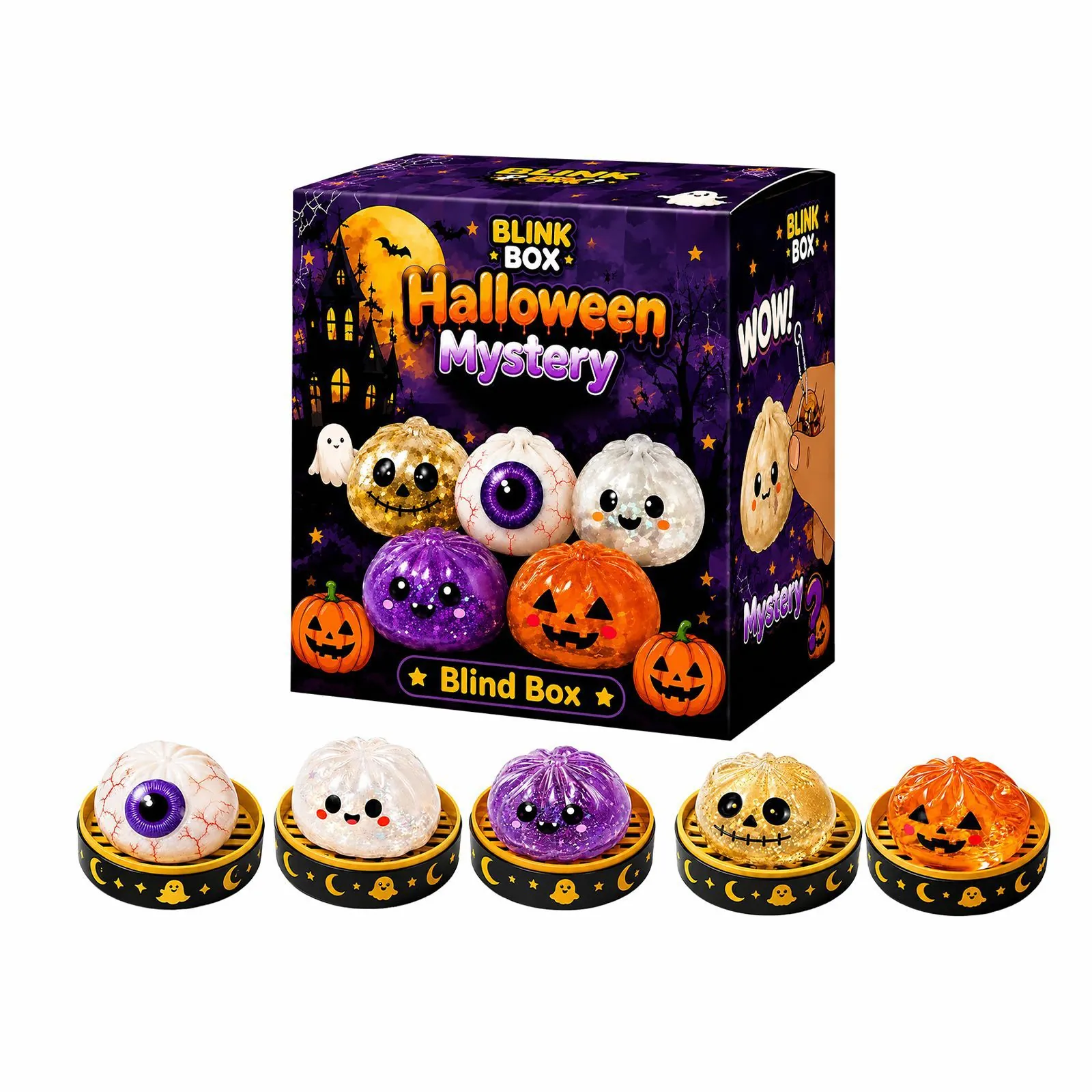 Halloween Fantasma Squishy Set Morbido TPR Sensoriale Antistress Giocattoli Scatola Misteriosa per Bambini Adulti Regalo Festa