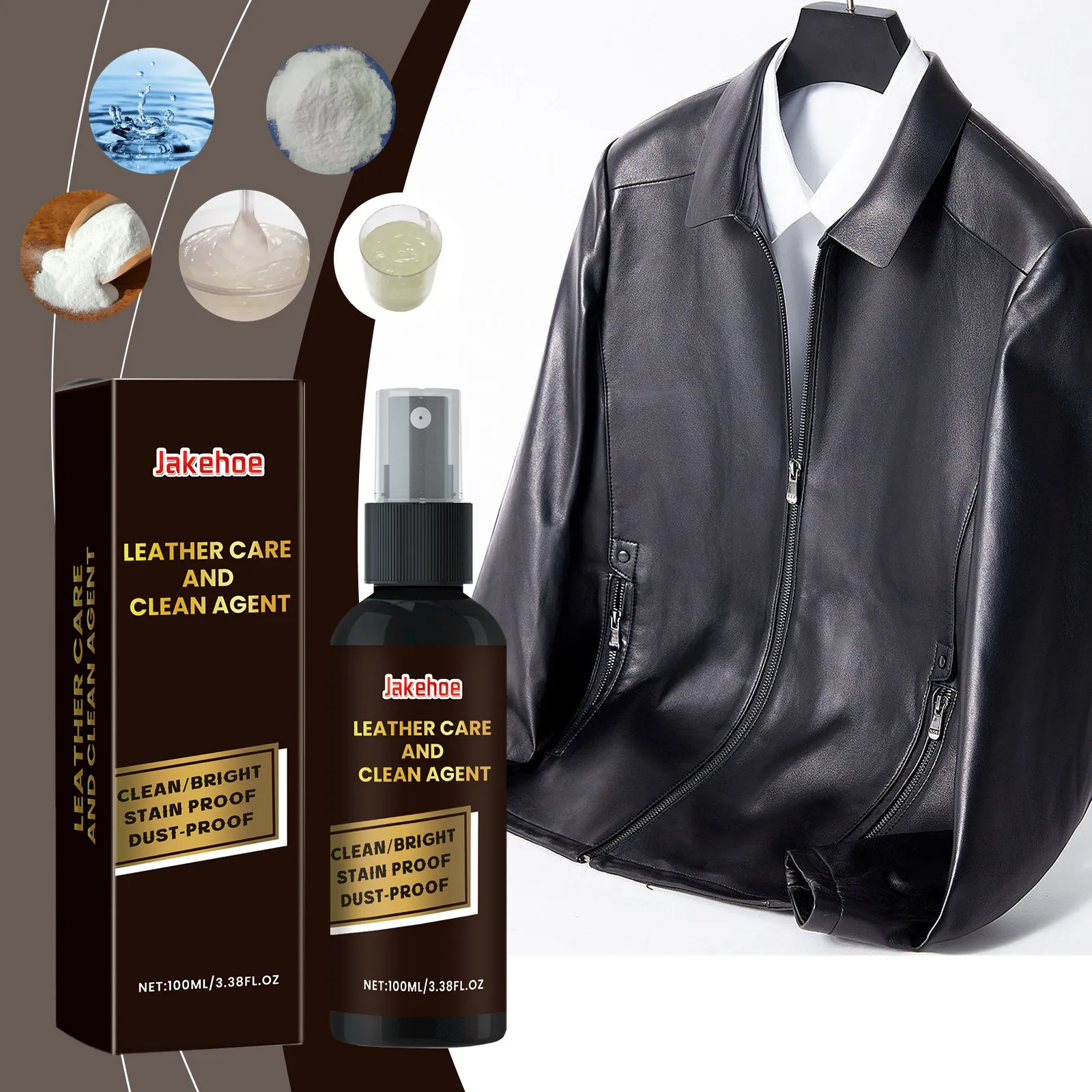 Jakehoe Leather Jacket Cleaner Polish Stain Remover Spray For Sofa Shoes Clothing Furniture Care Maintenance