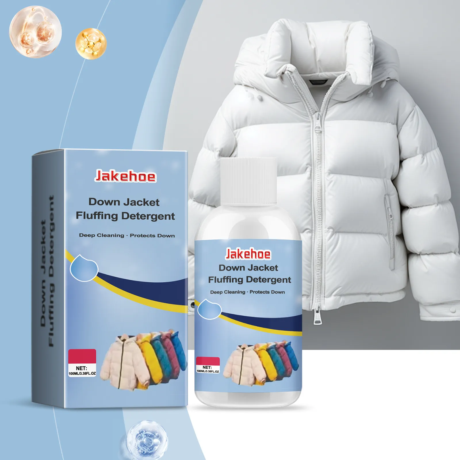 Jakehoe Down Jacket Detergent Mild Cleaning Stain Remover Restore Fluffiness For Down Coat Laundry Care Clothes Detergent