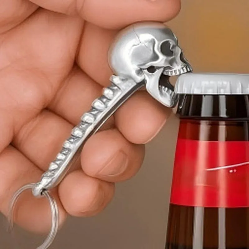 Gothic Totenkopf Flaschenöffner Vintage Zinklegierung Bieröffner Mit Wirbelsäulengriff Kreatives Halloween Partygeschenk Für Männer