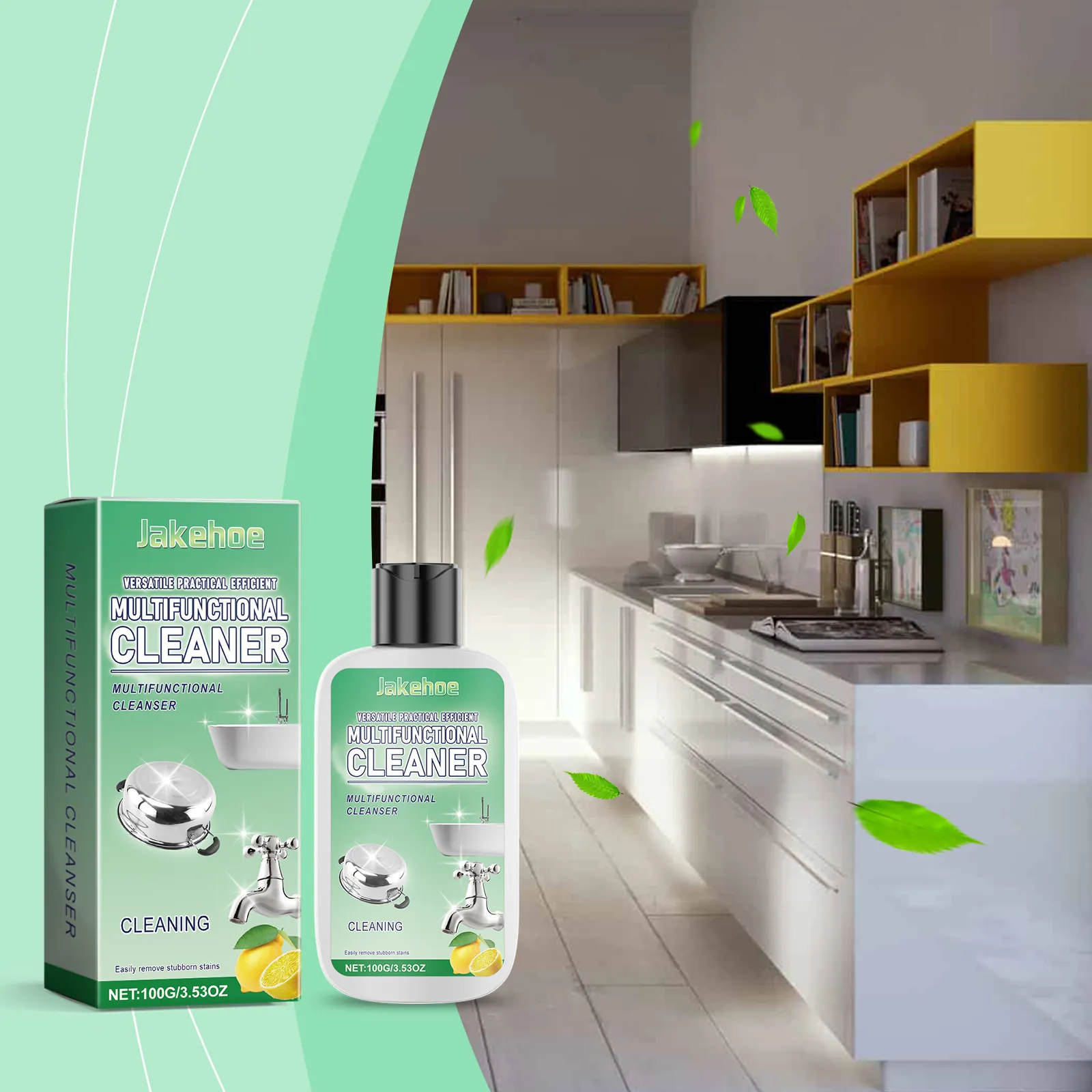 Crème de Nettoyage Multi-usages Dégraissant Cuisine Salle de Bain Verre Carreau Nettoyant de Tartre en Inox pour Maison