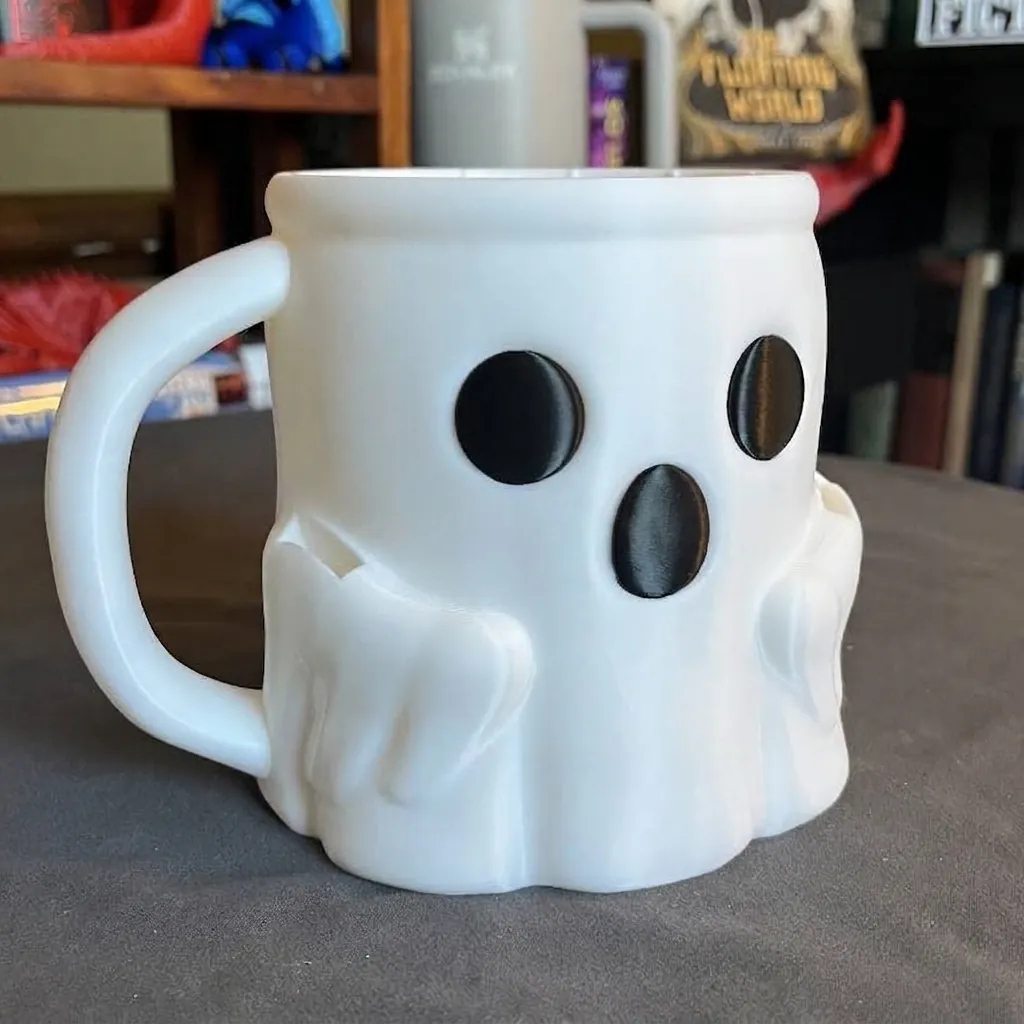 Halloween 3D Fantasma Helado Taza Creativa Resina Sintética Spooky Postre Copa Blanca Fantasma Forma Café Taza para Fiesta Decoración Hogar