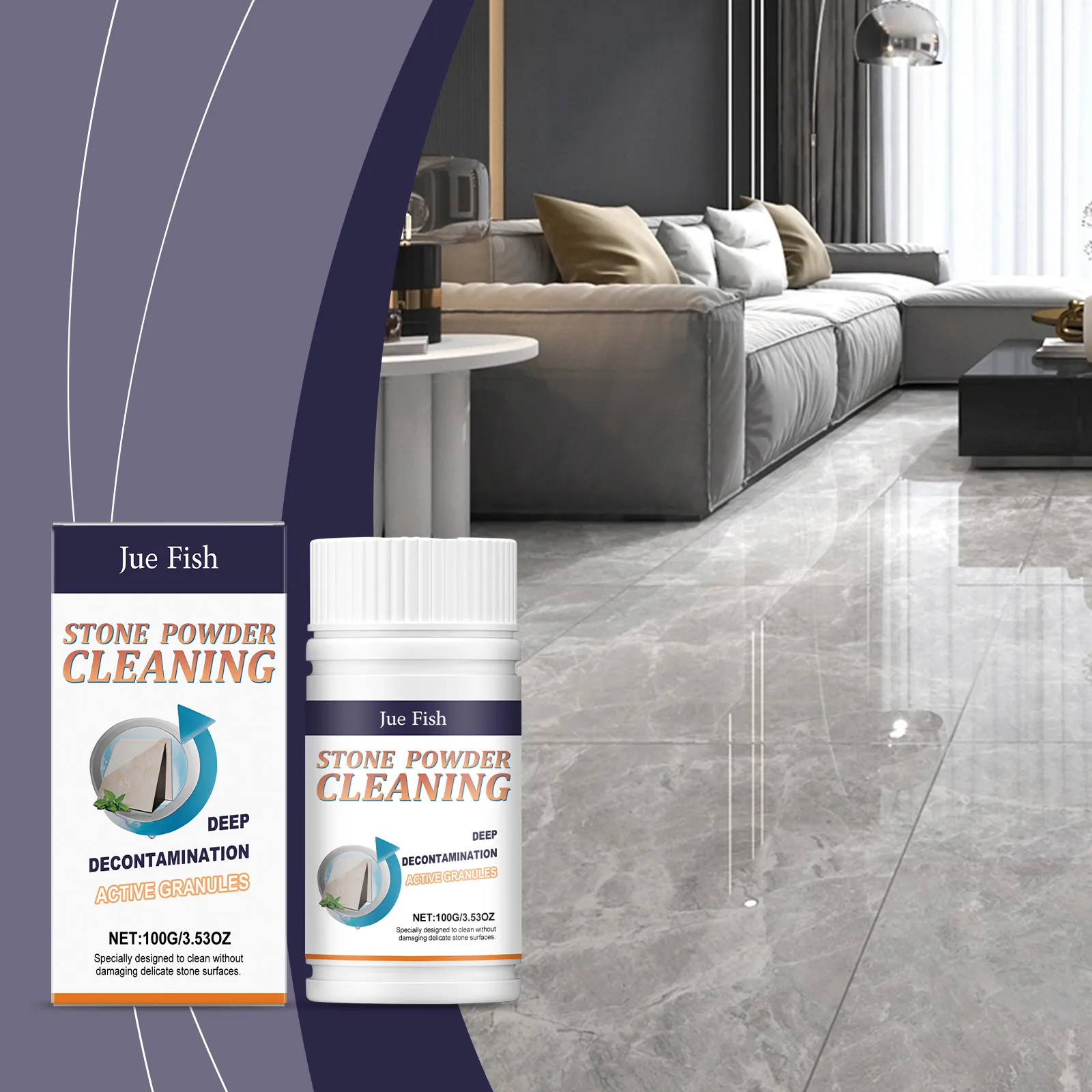 Jue Fish Stone Cleaning Powder Deep Stain Remover For Marble Ceramic Tile Scale Rust Cleaning Agent Polishing Powder