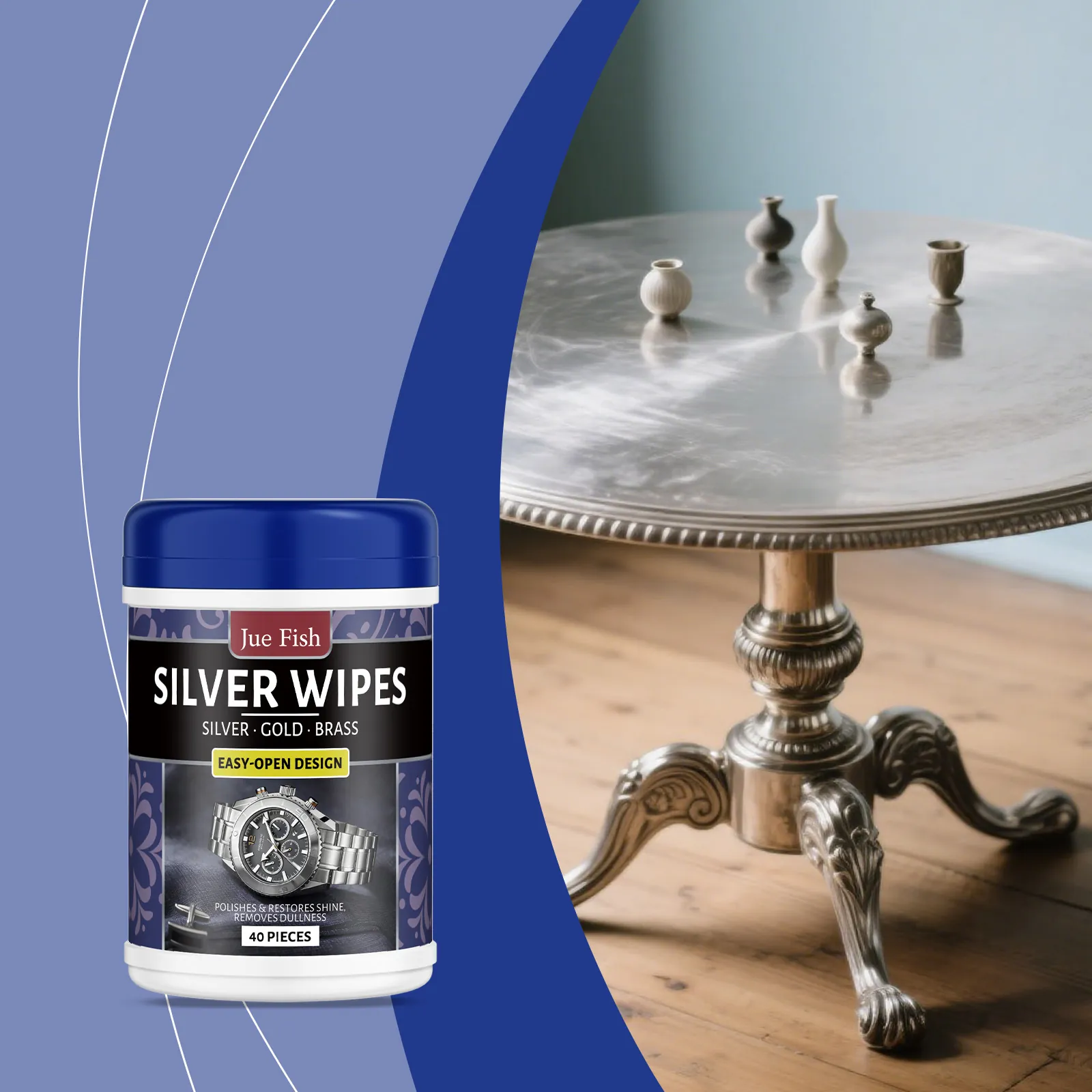 Lingettes de Nettoyage pour Bijoux en Argent Jue Fish pour Montres Bagues Colliers Lingettes Polissantes en Tissu Non Tissé