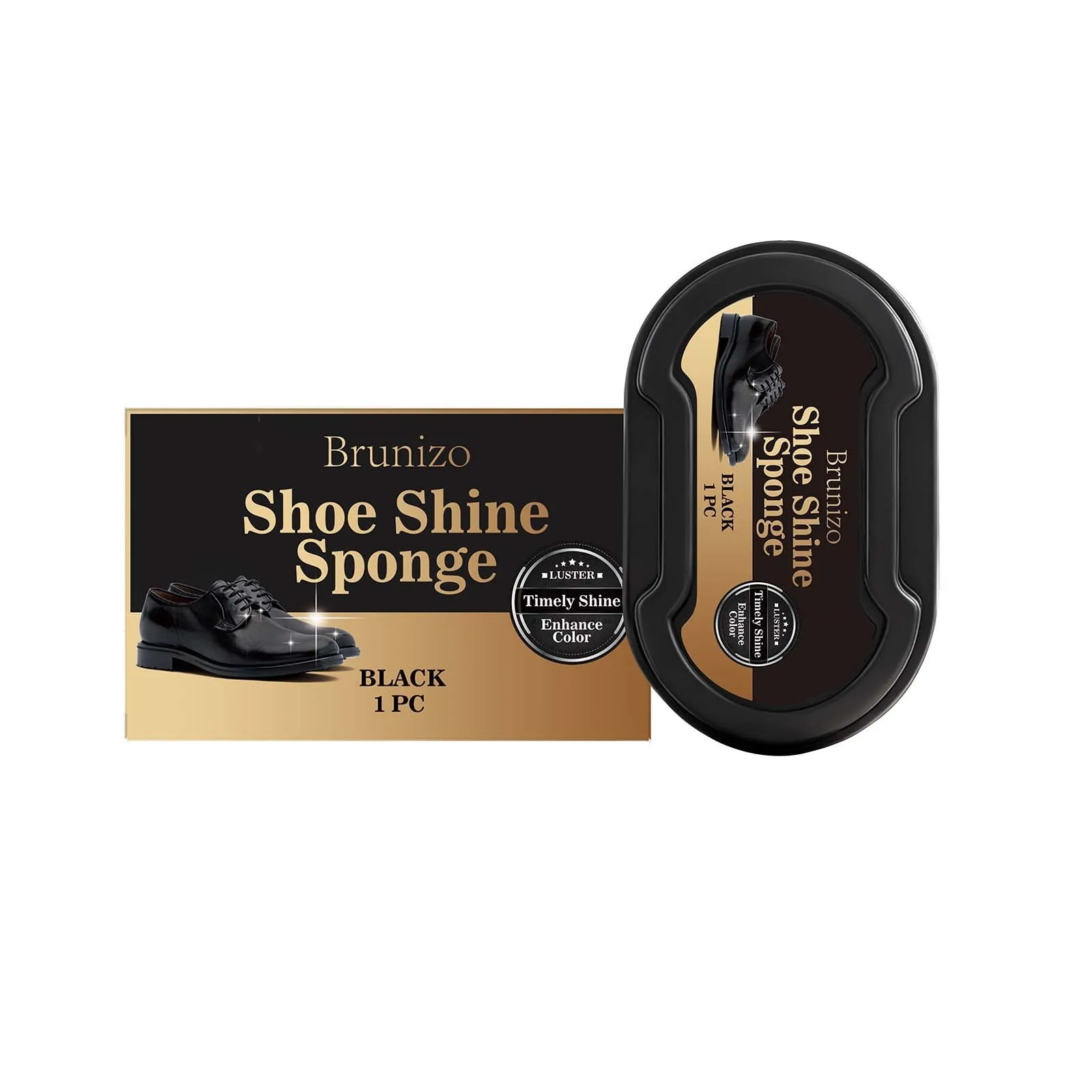 Brunizo Portable Shoe Shine Sponge Instant Luster Leather Polishing Care Kit For Boots And Shoes Black Maintenance Sponge