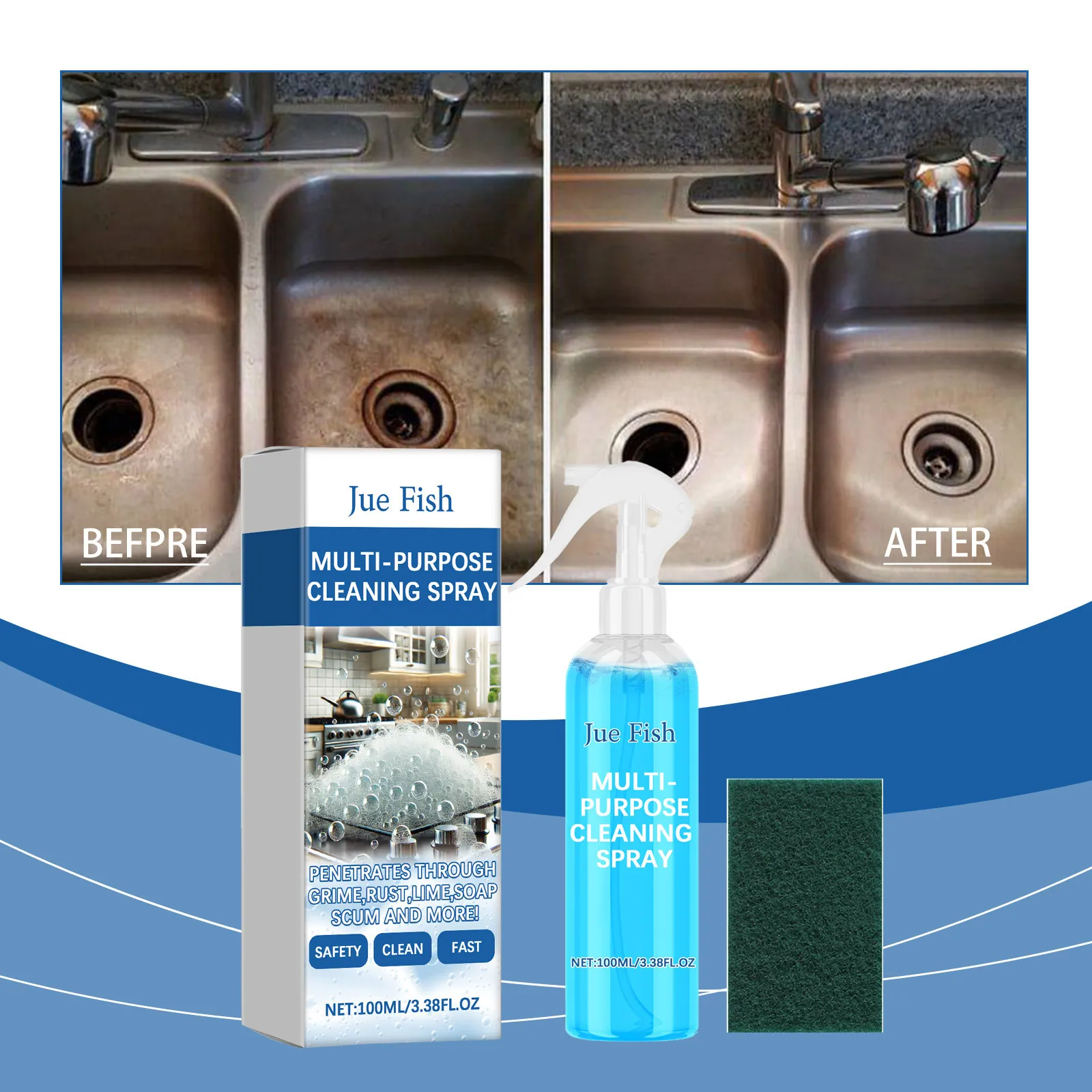 Multi Purpose Foam Cleaner Spray Household Kitchen Bathroom Surface Degreaser Rust Remover Deodorizing Cleaning Tool