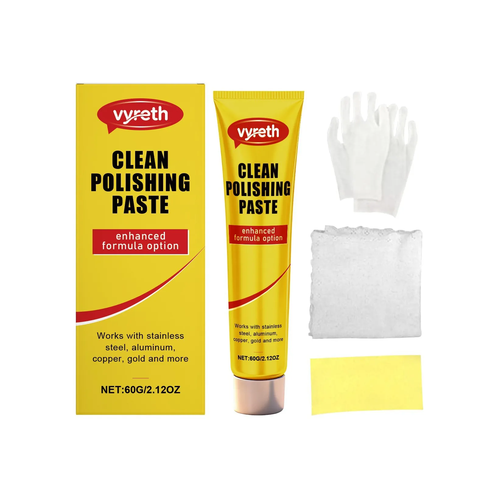 Vyreth Metal Polishing Paste Stainless Steel Cleaner Rust Remover Household Kitchen Cookware Polish Brightener Multi Surface Cleaning Cream