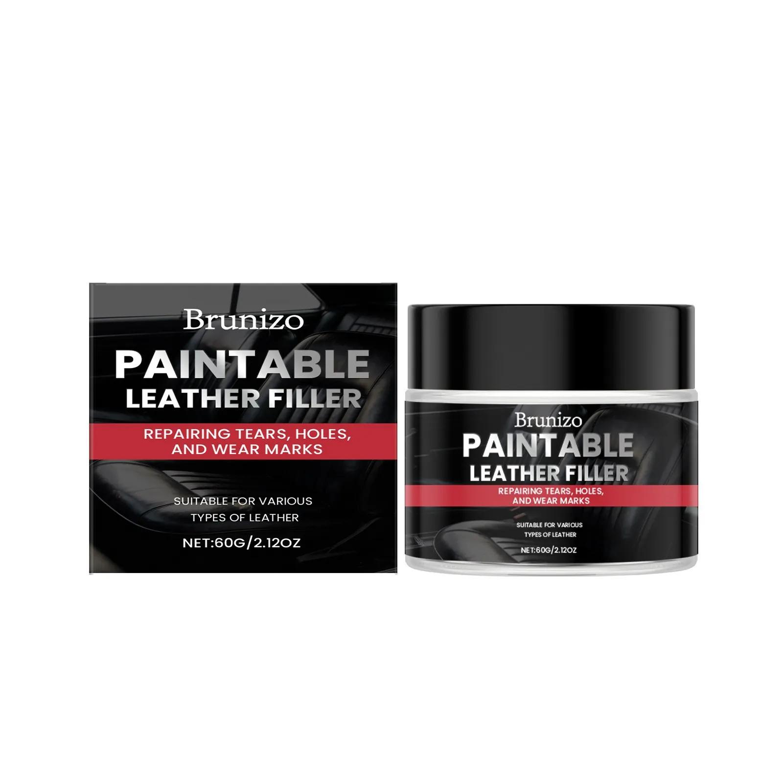 Brunizo Leather Filler Για Την Επισκευή Σχισμών Τρυπών Και Γρατσουνιών Κρέμα Αποκατάστασης Για Δερμάτινους Καναπέδες Βινυλίου Καθίσματα Αυτοκινήτου Παπούτσια Φροντίδα Επίπλων