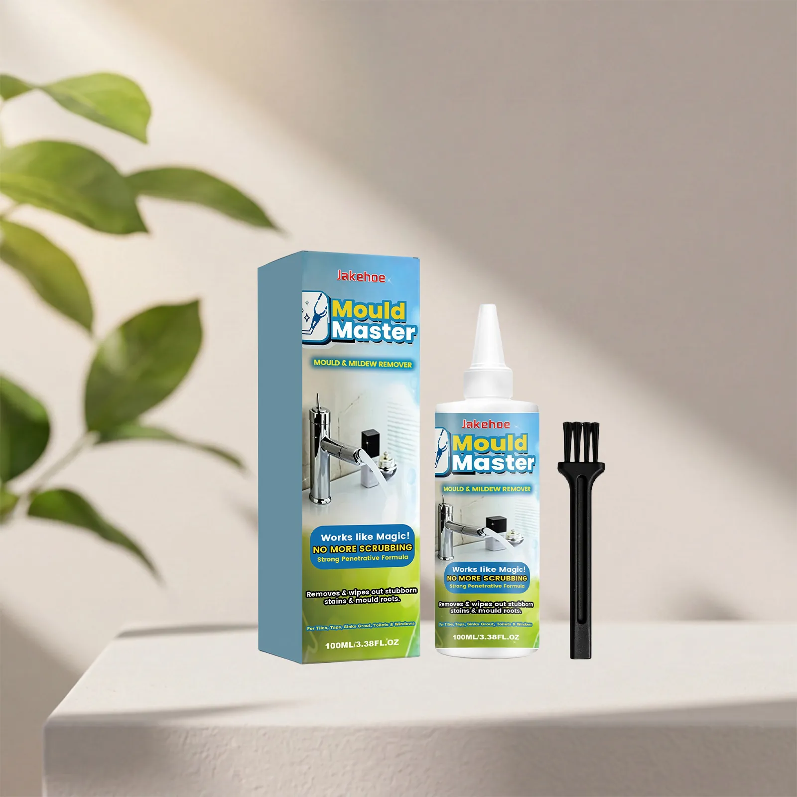 JAKEHOE Gel Antimuffa per Uso Domestico Kit di Pulizia a Penetrazione Profonda Con Spazzola per Bagno Cucina Piastrelle Pareti