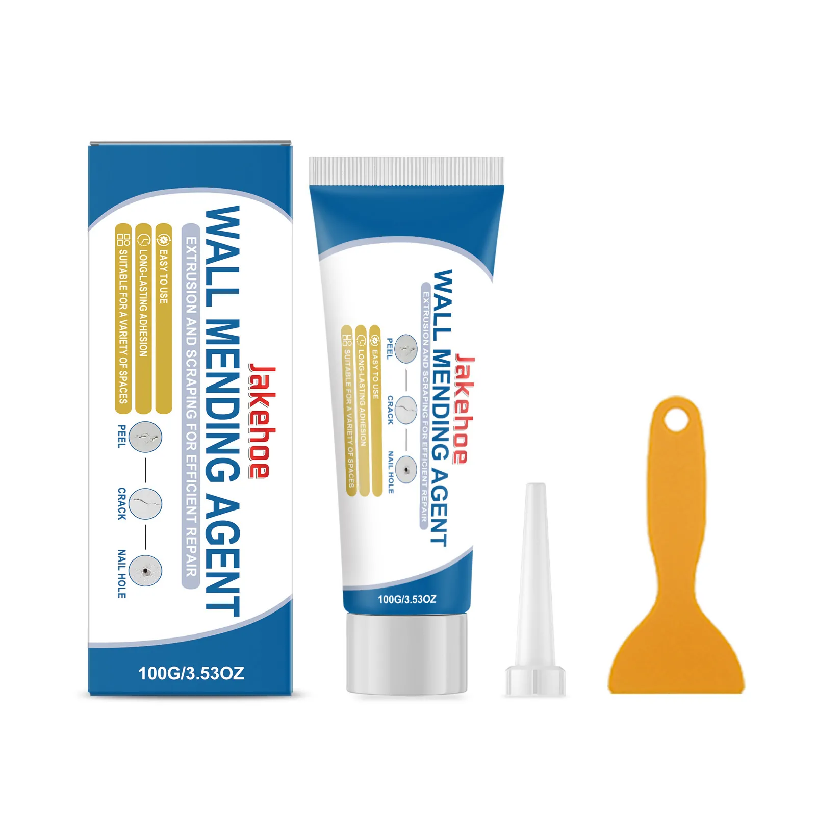Wall Mending Agent Kit With Scraper And Nozzle Household Wall Repair Cream For Peel Crack Nail Hole Repairing White Interior Wall Paint Mender