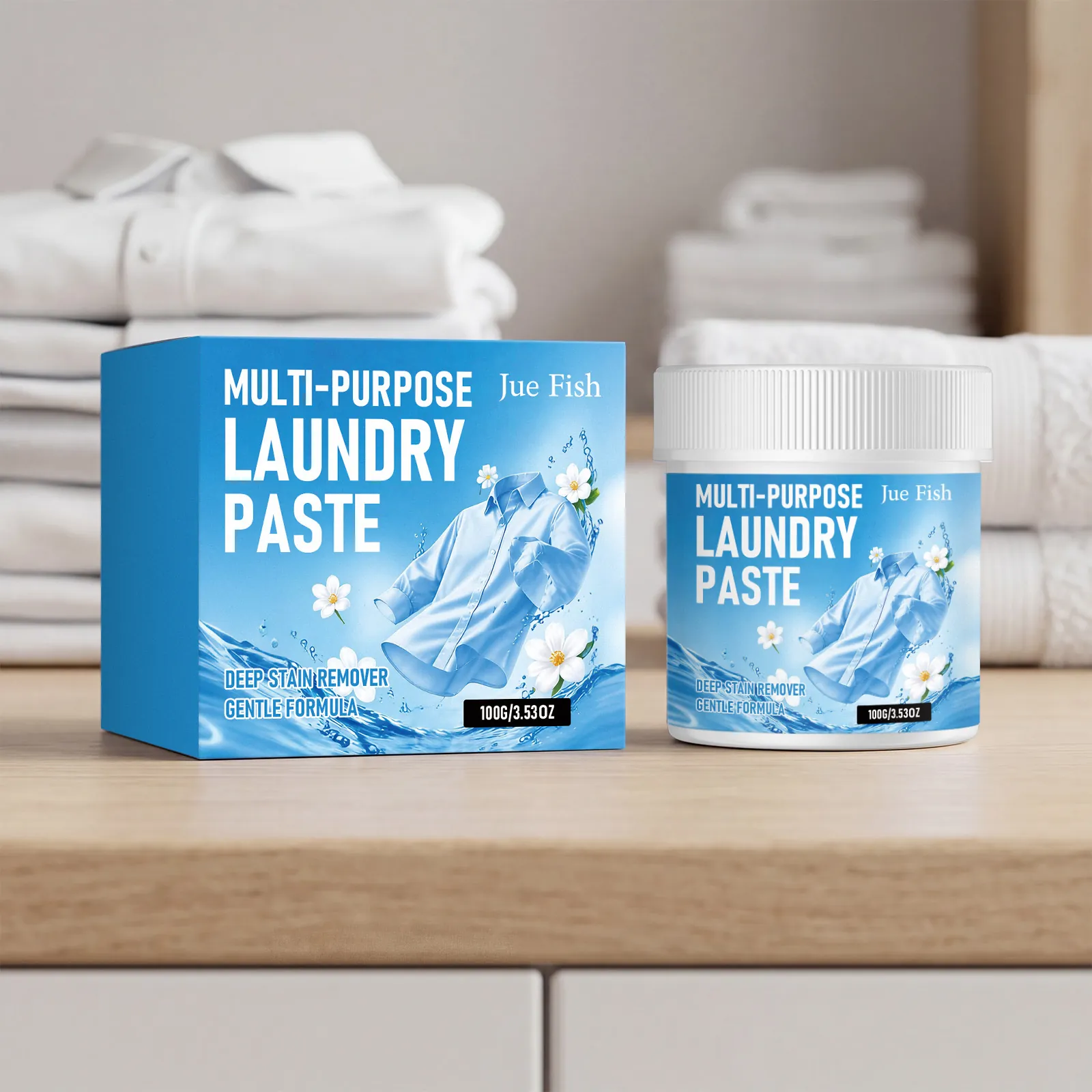 JUE FISH Multi Purpose Laundry Paste Deep Stain Remover Detergent For Fabric Color Protection Gentle Formula Laundry Cleaning Cream